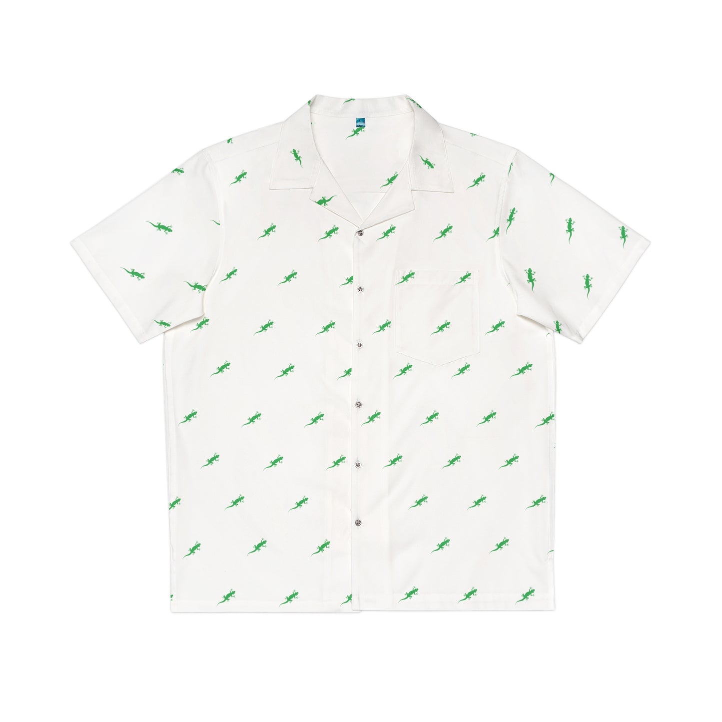 Gecko inu Hawaiian shirt green and white