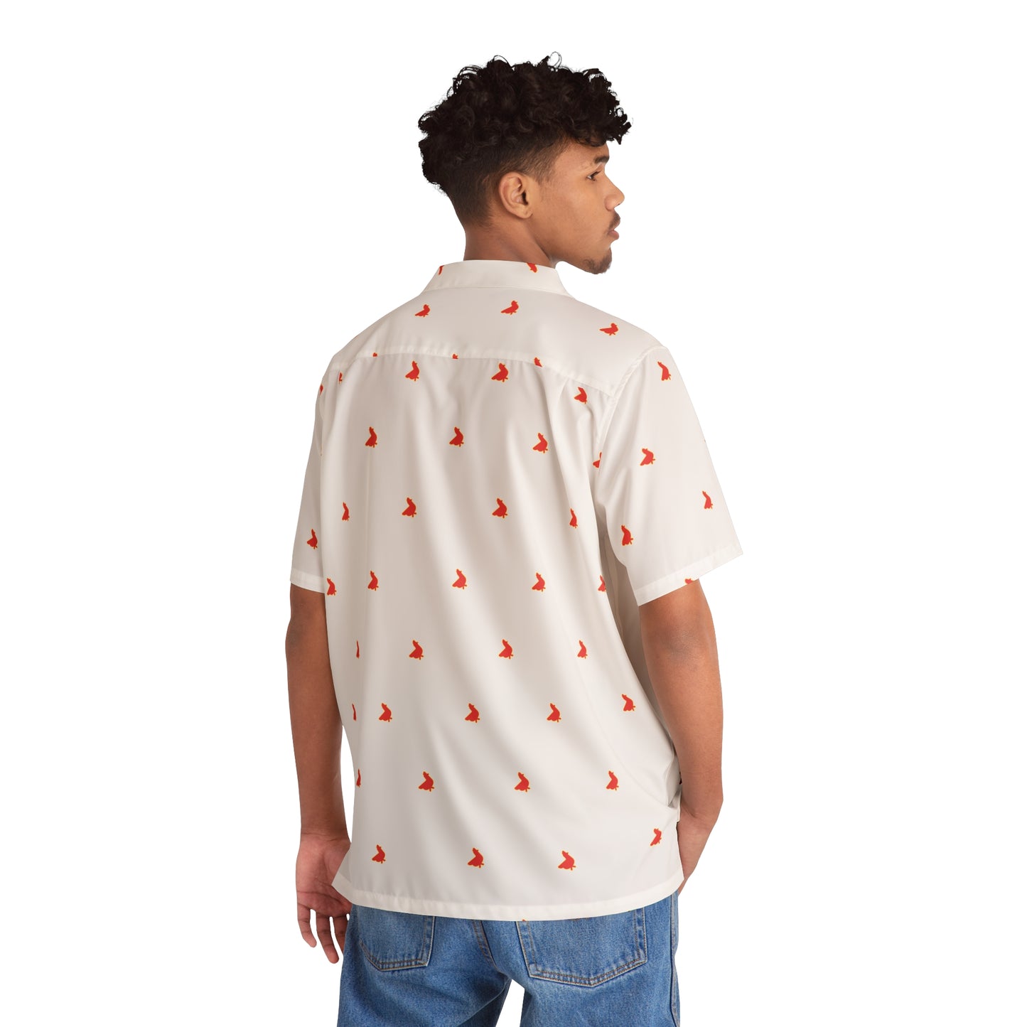 Polka Coq Hawaiian shirt white