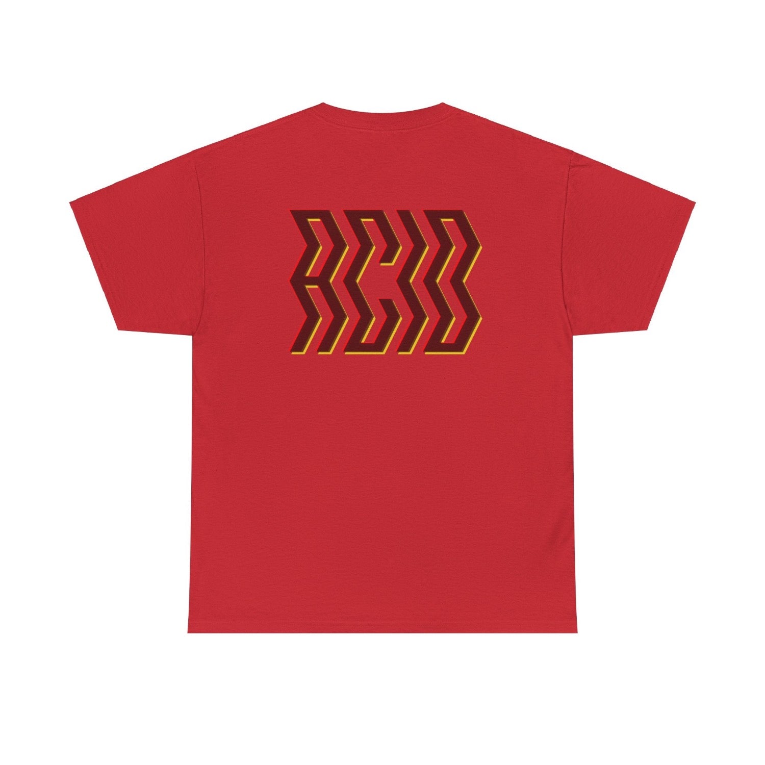 red acid house t shirt, inspired by nineties club fashion,