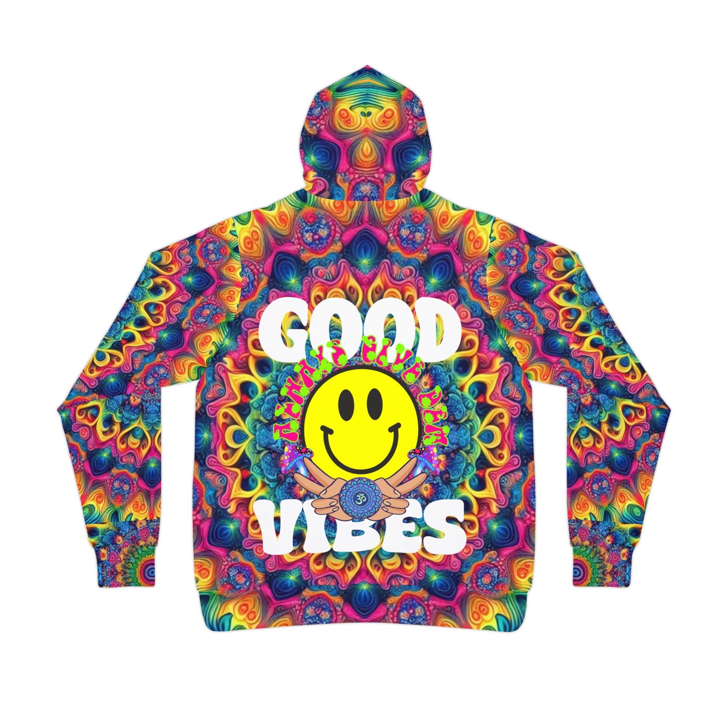 Mandala Print Hoodie with Good Vibes | Spiritual & Crypto-Inspired Clothing