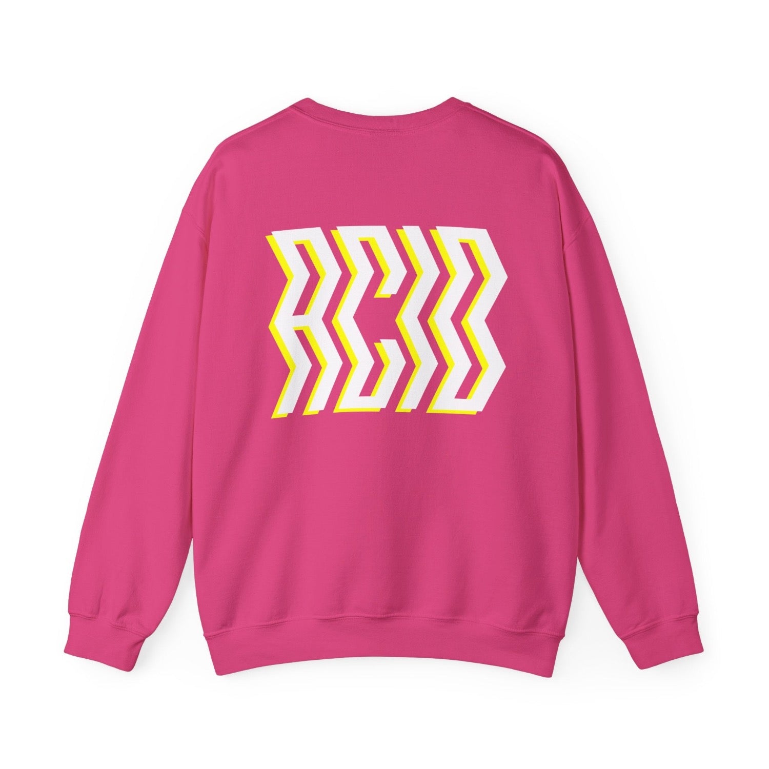 Acid sweater, hot pink with acid print, nineties rave style,