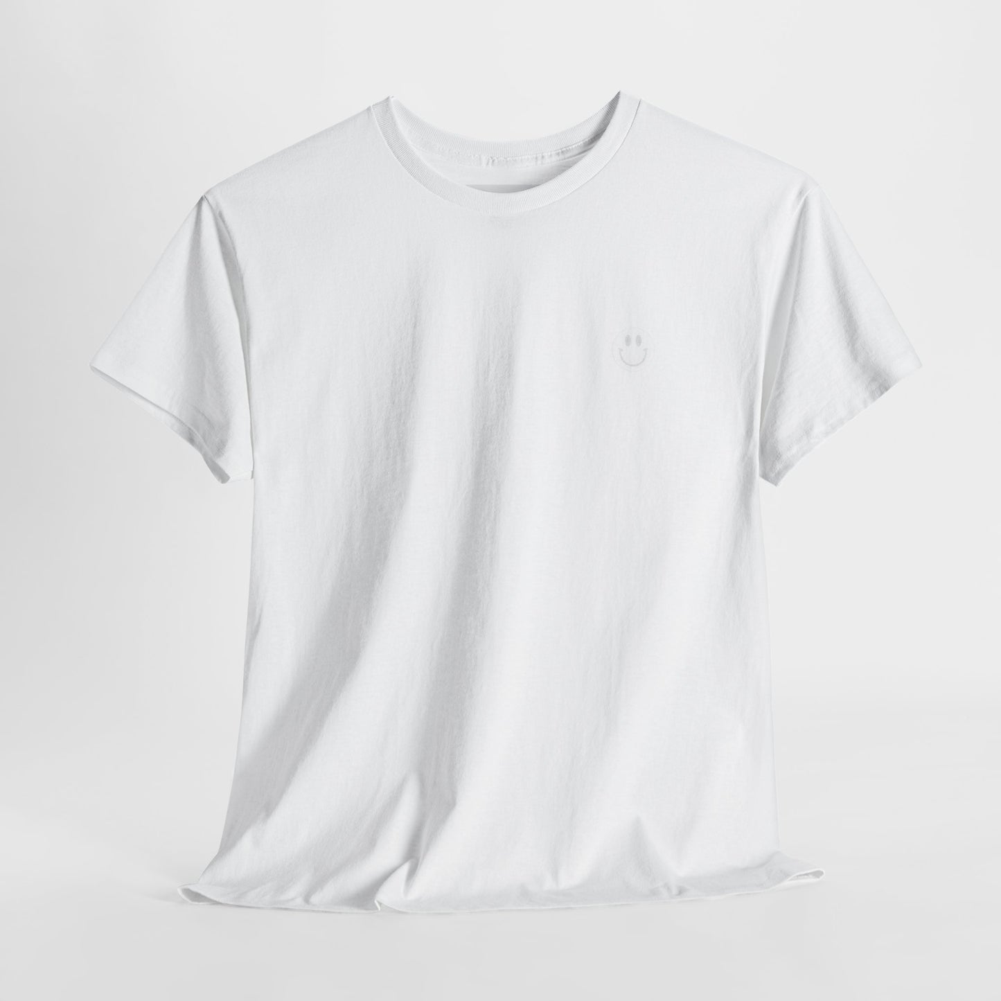 White t-shirt on a light gray background