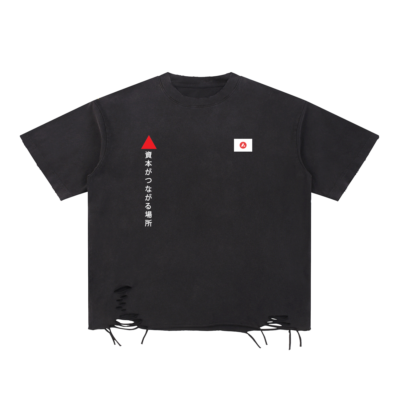 Avalanche Adoption Japanese Streetwear Washed Raw-Hem T-Shirt