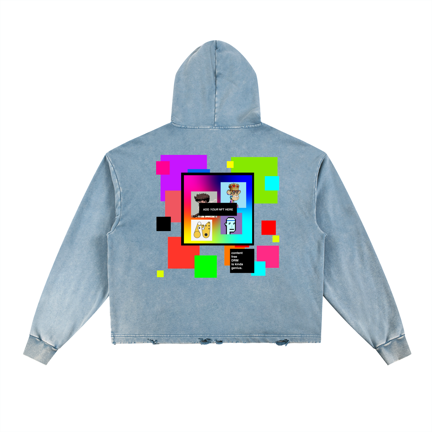 Content Free DRM - Custom NFT -   Frayed-Hem Hoodie