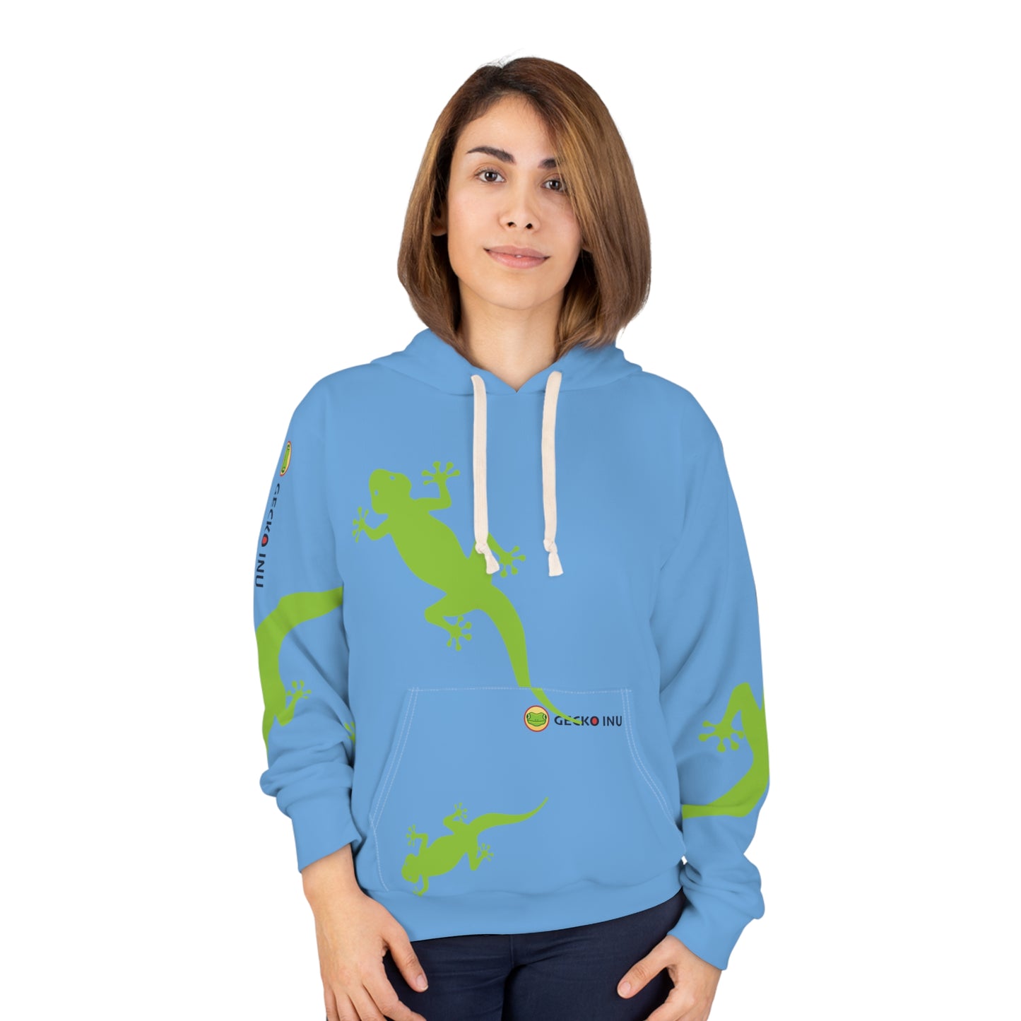 Gecko Inu print hoody blue