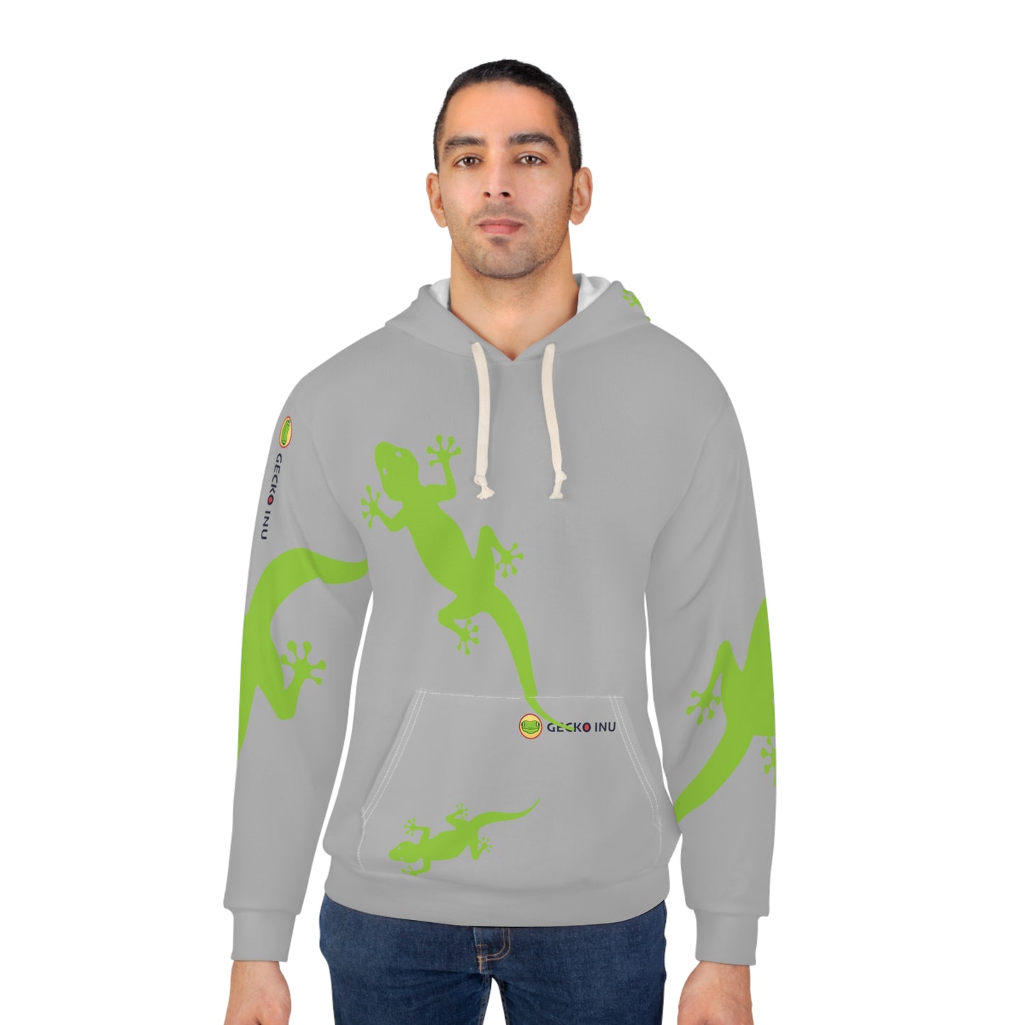 Gecko Inu print hoody Grey