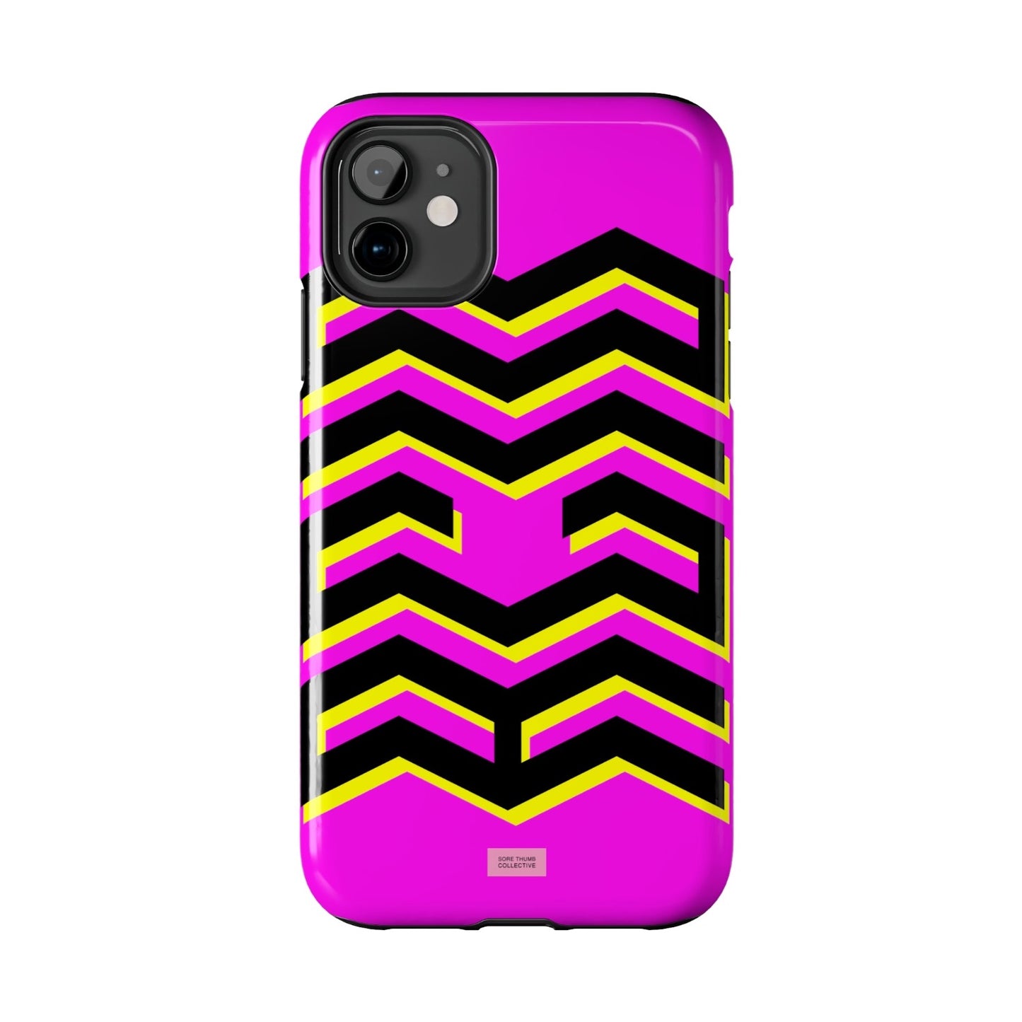 Acid iPhone case, hot pink, 90s style bold trippy print