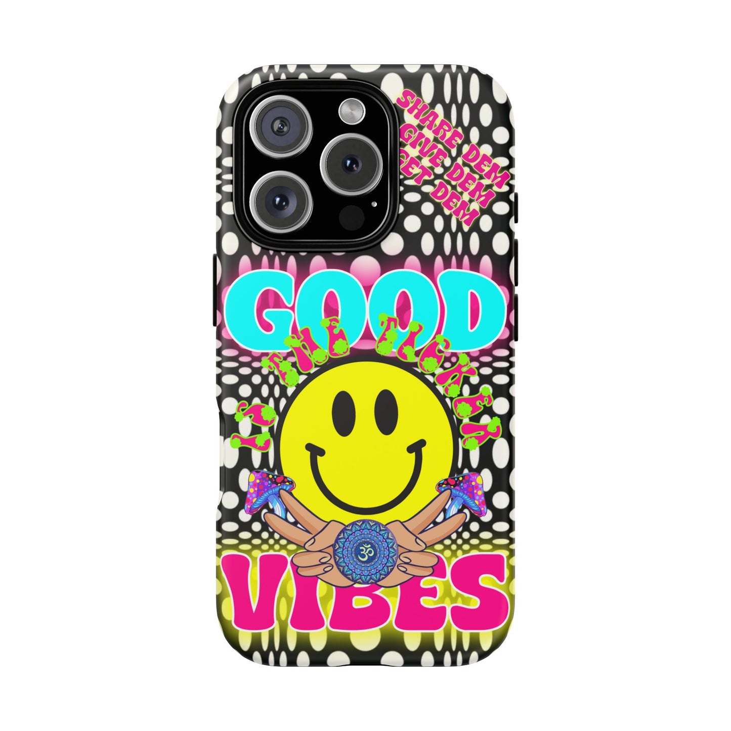 Positive Energy Phone Case – Psychedelic Optical Illusion Design with Good Vibes Smiley – Spiritual Crypto Merch