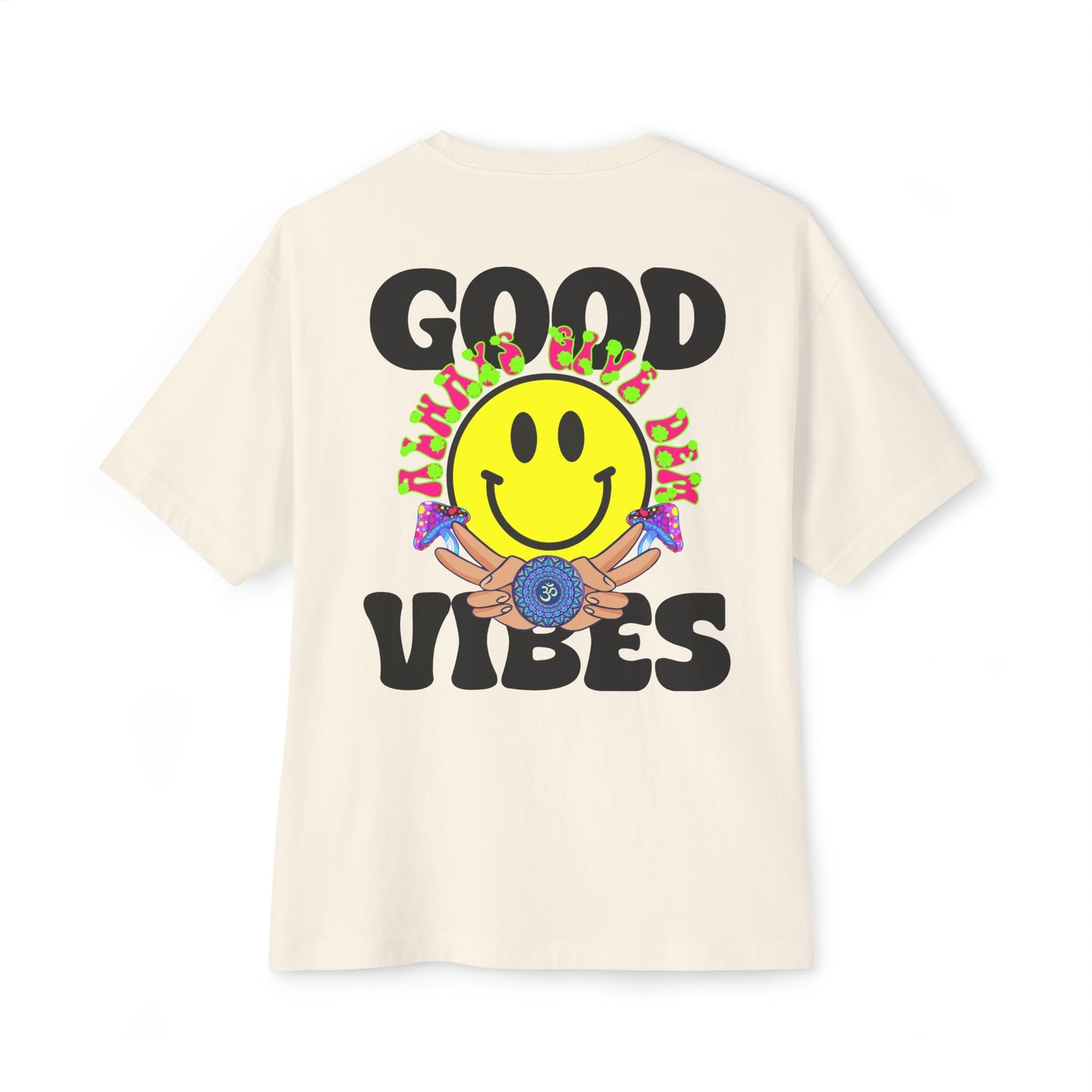 Unisex Oversized Good Vibes T-Shirt | Boxy Fit, Pastel & Neutral Shades, Spiritual Crypto Merch