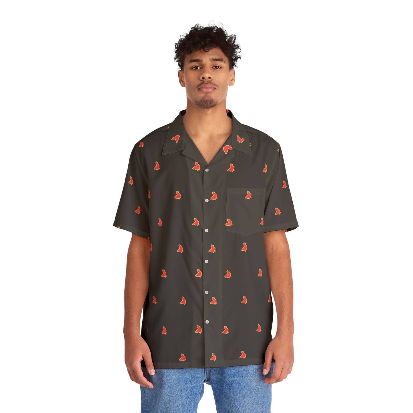 Polka Coq Hawaiian shirt black