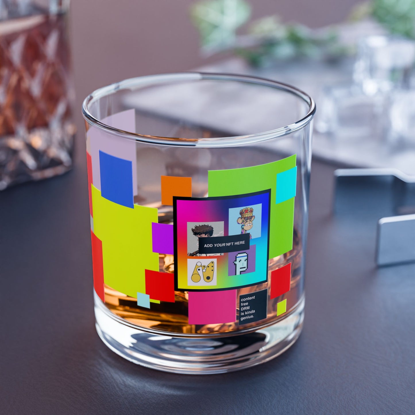 Content free DRM Custom NFT Japanese Rocks Glass, 10oz