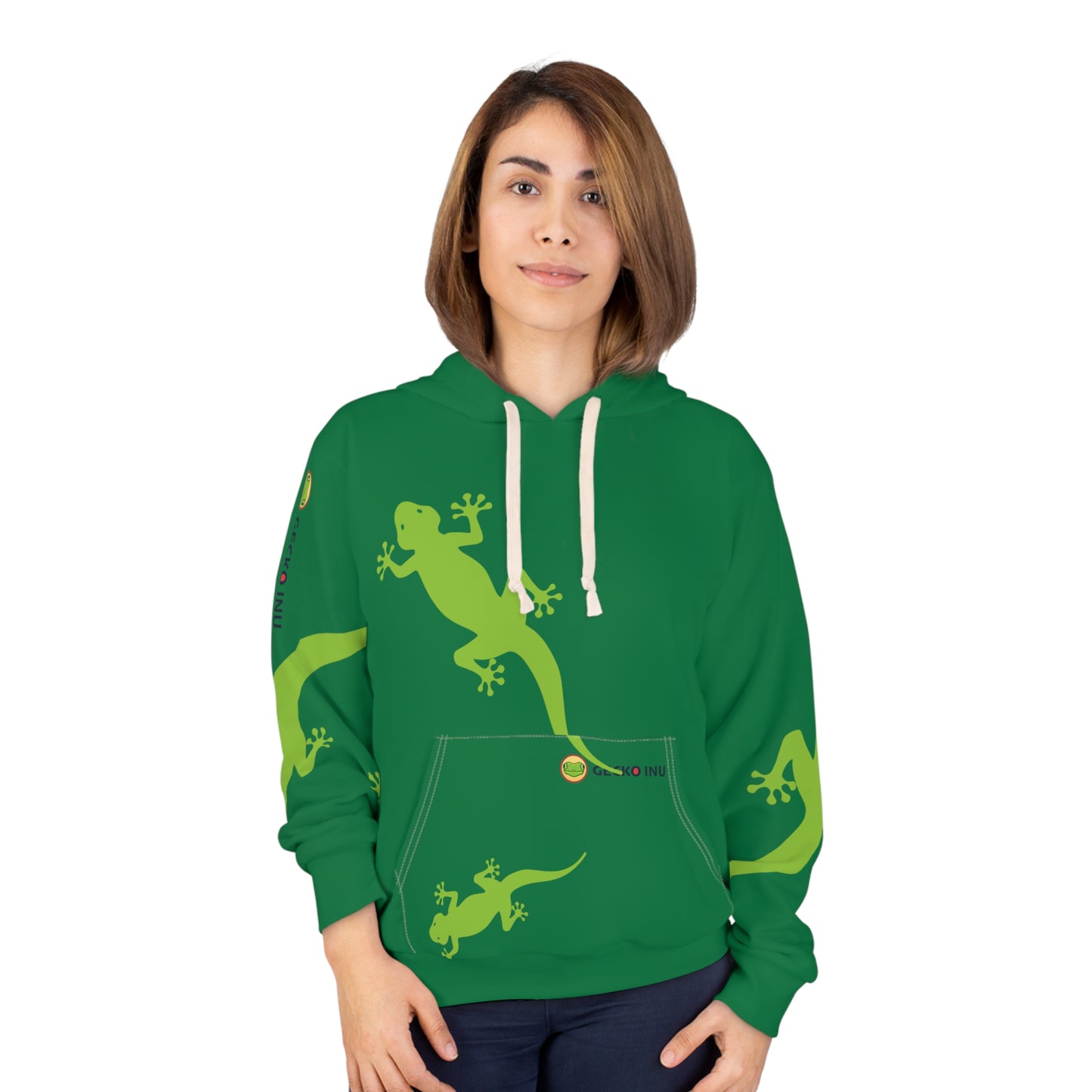 Gecko Inu print hoody dark green