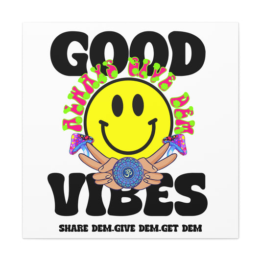 Smiley Face Wall Art Décor – Psychedelic "Good Vibes" Canvas Print with Trippy Design | Available in Multiple Sizes