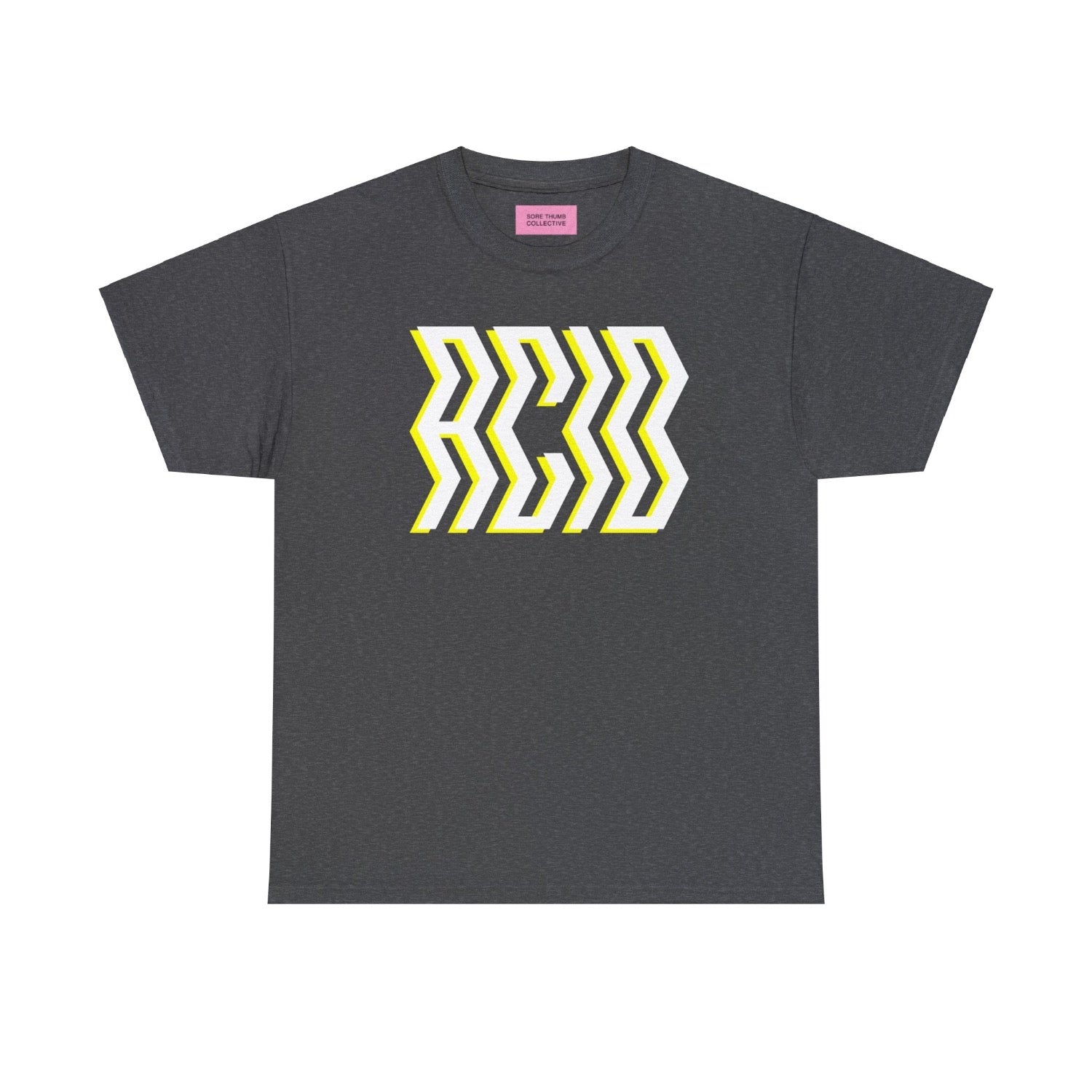 acid house t shirt in grey with trippy print