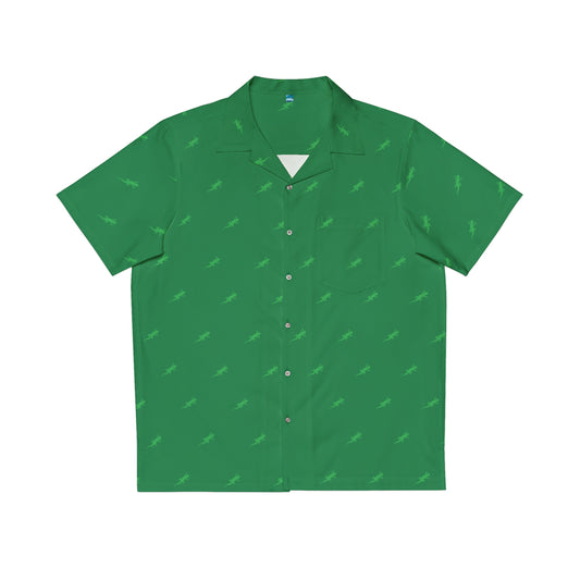 Gecko inu Hawaiian shirt dark green and green