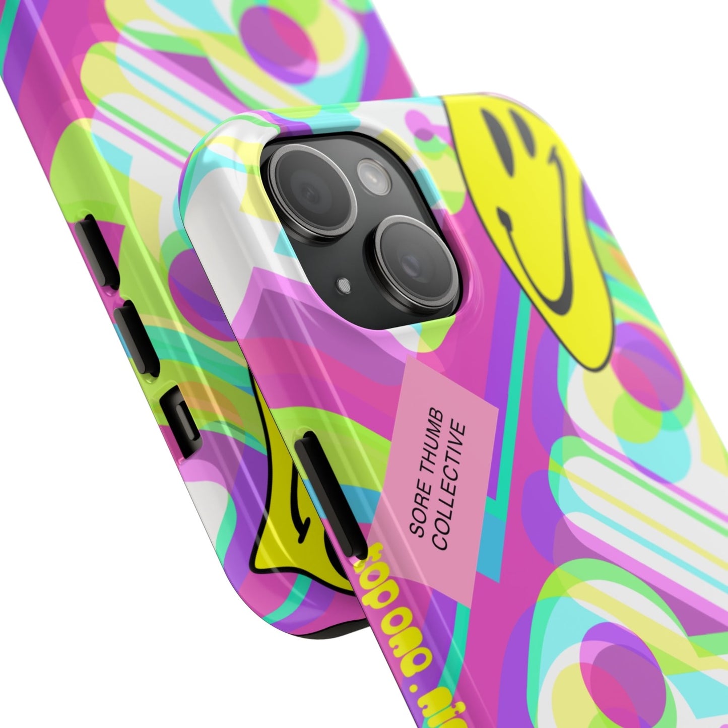 Acid phone case, psychedelic design, neon phone, inspired by rave style