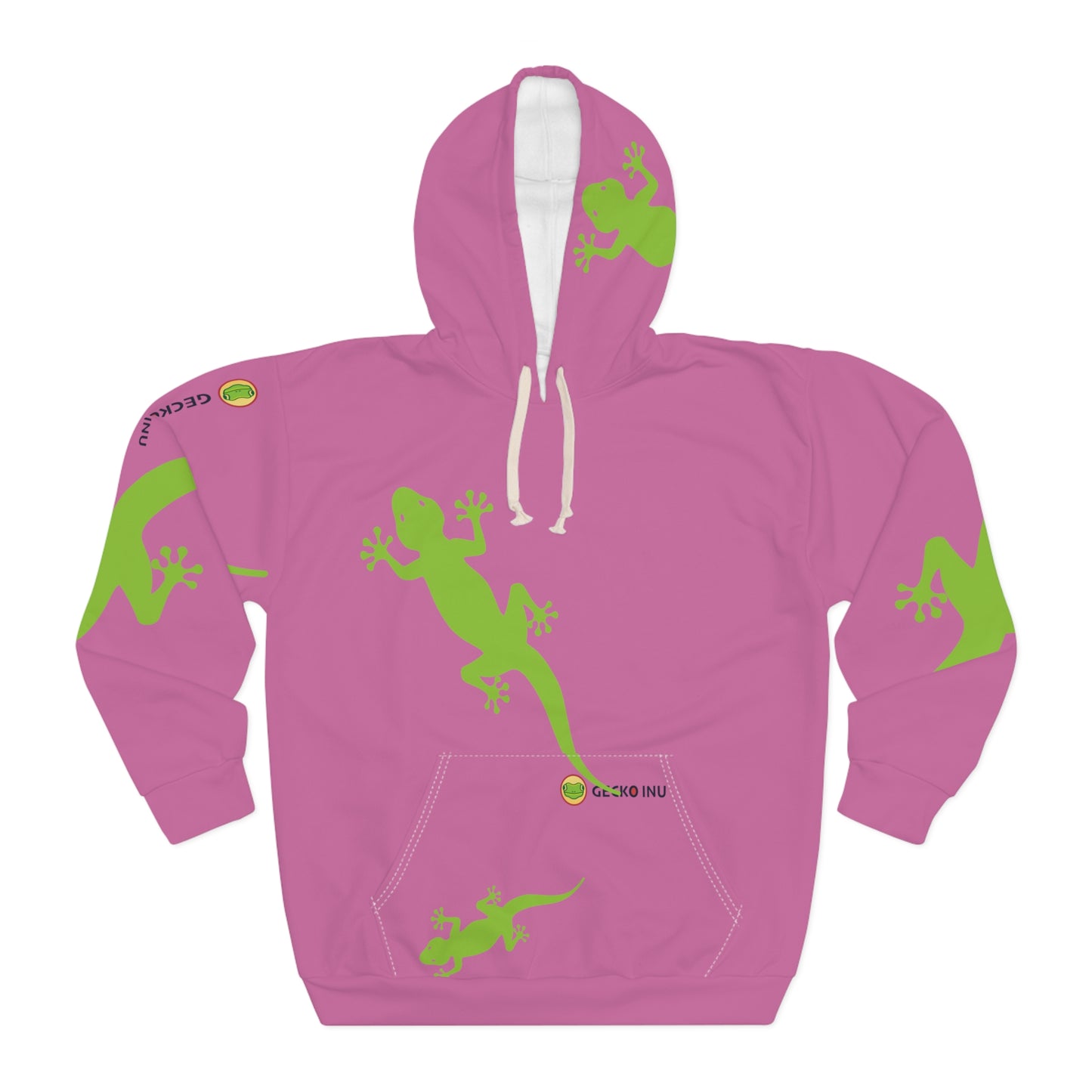 Gecko Inu print hoody pink