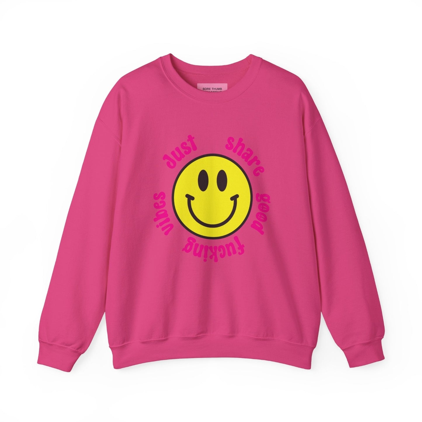 good vibes sweater bright pink