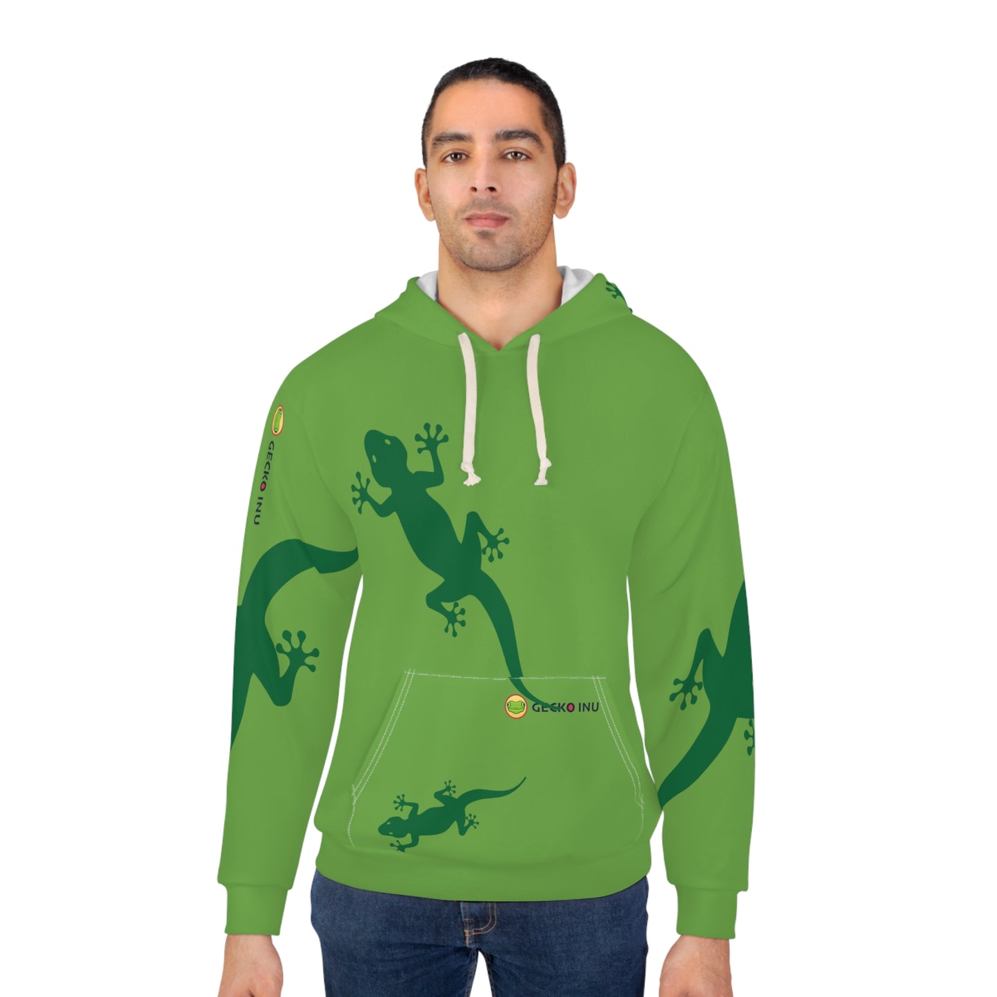 Gecko Inu print hoody light green