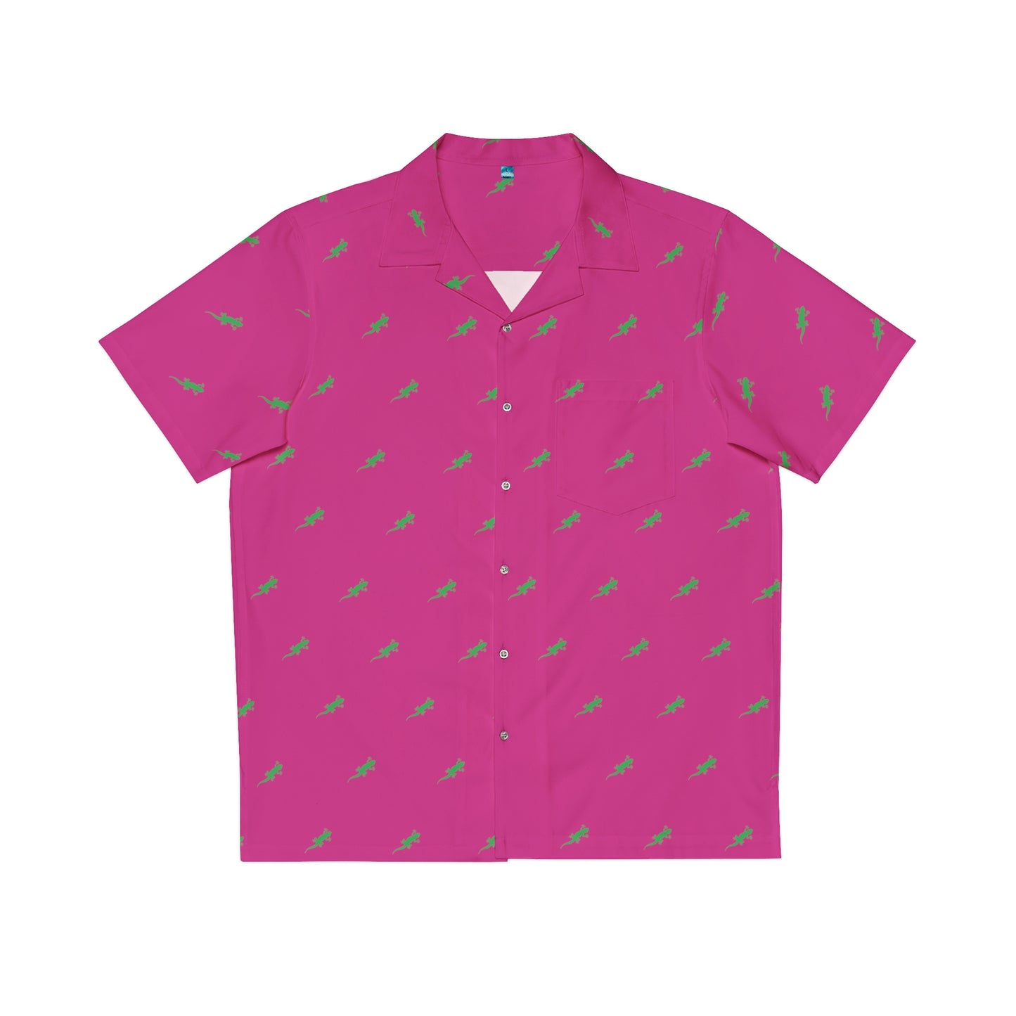 Gecko inu Hawaiian shirt hot pink and green