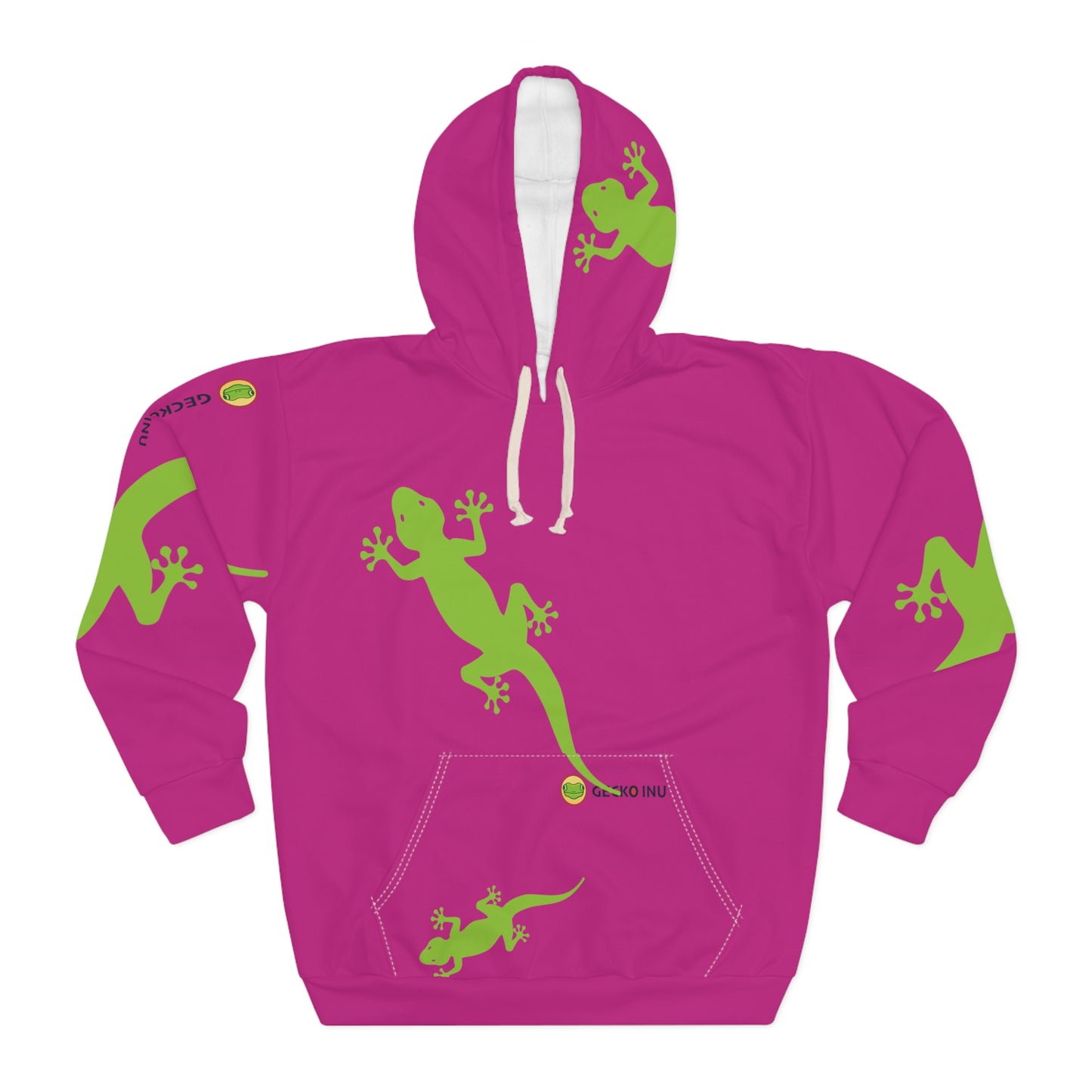 Gecko Inu print hoody hot pink