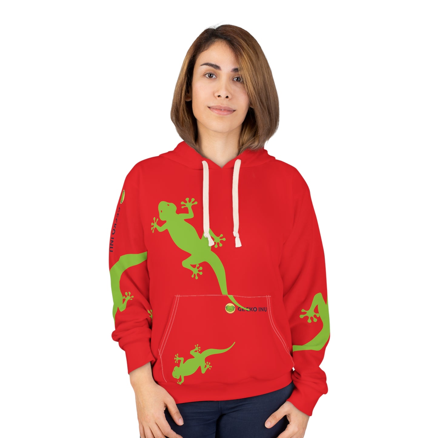 Gecko Inu print hoody red