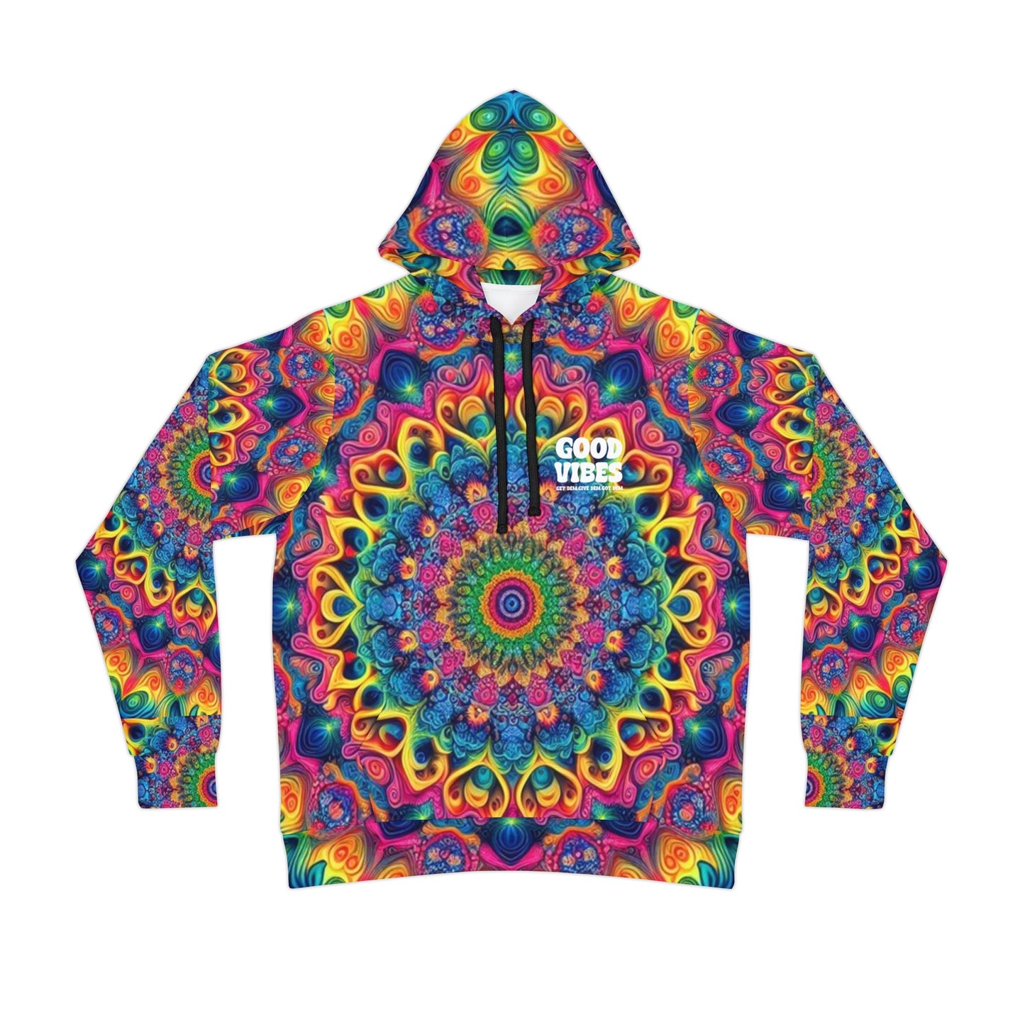 Mandala Print Hoodie with Good Vibes | Spiritual & Crypto-Inspired Clothing