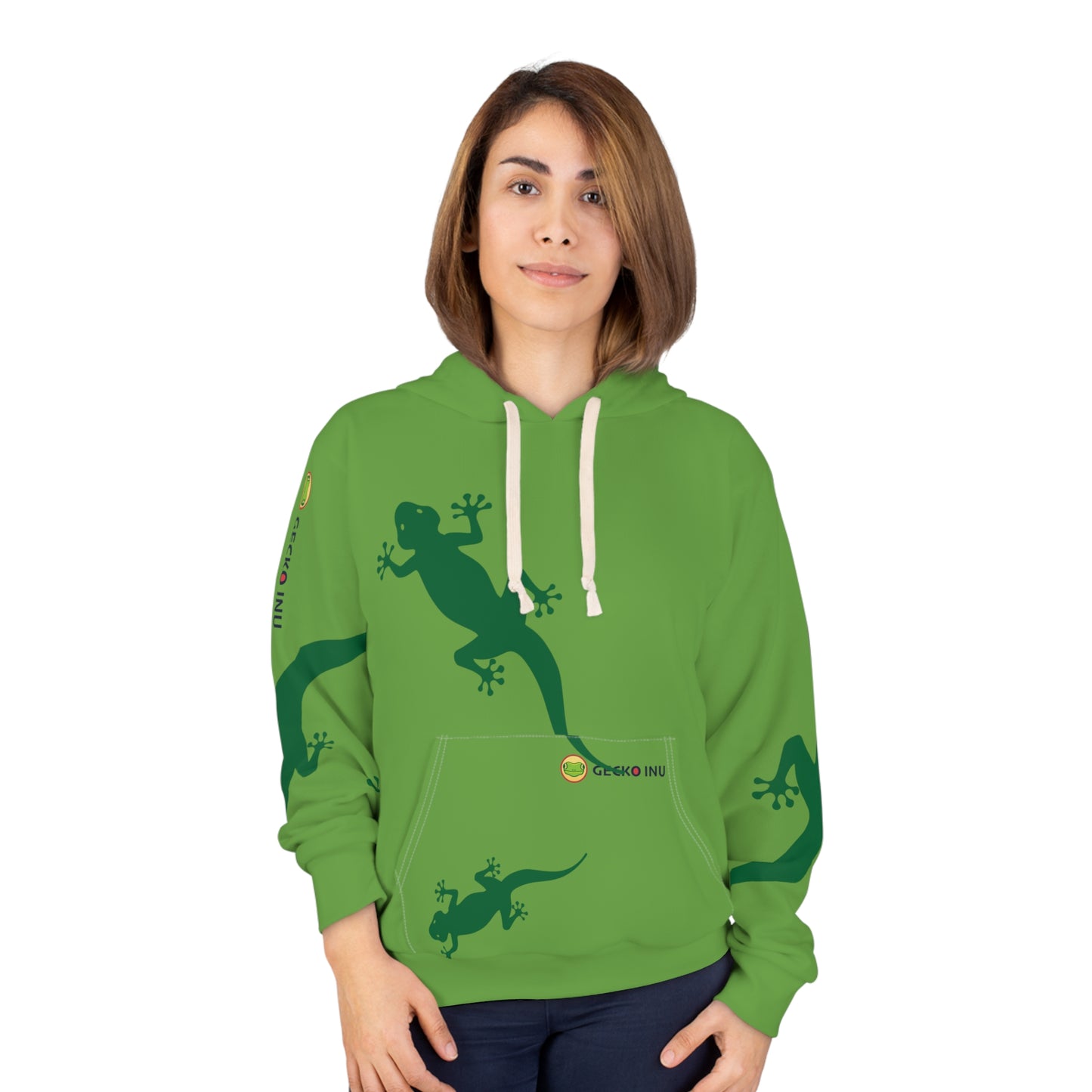 Gecko Inu print hoody light green