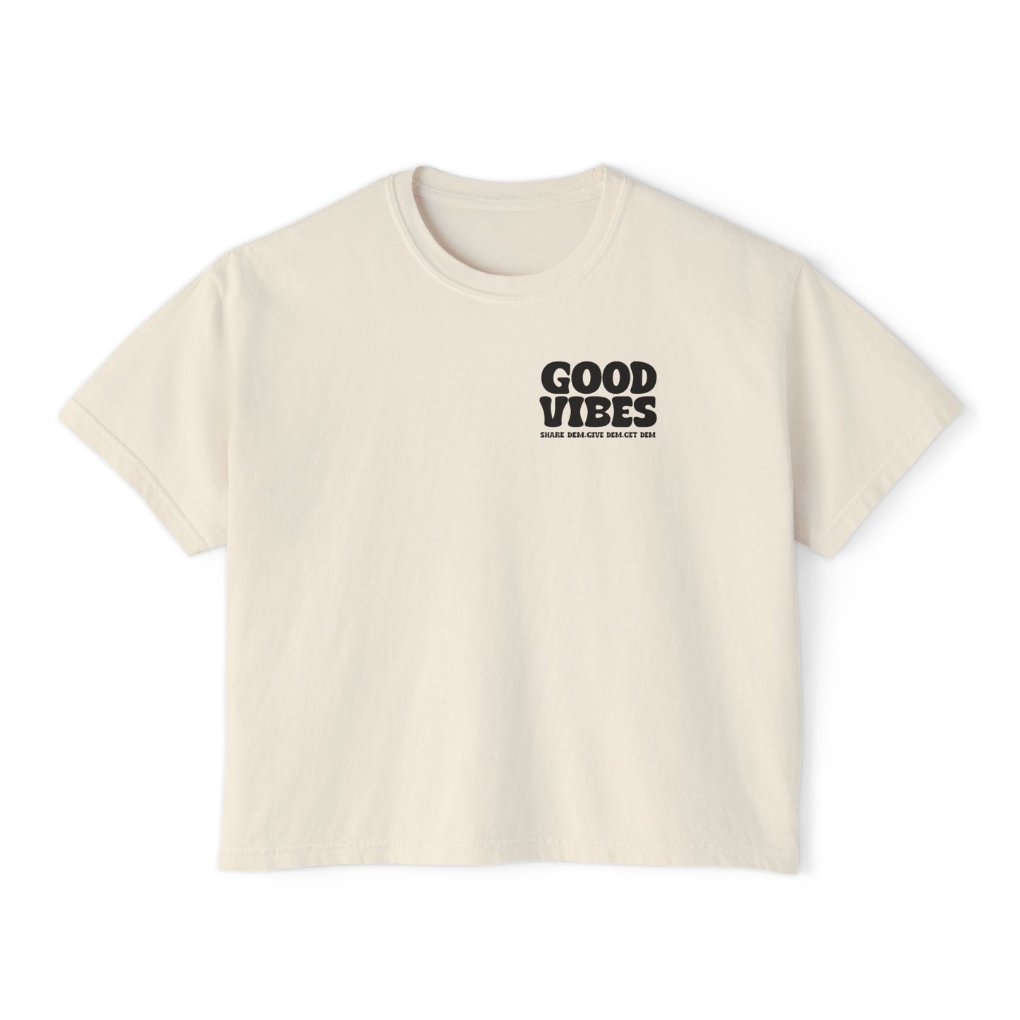 Good Vibes Women's Boxy Tee | Pastel Crop Top with Positive Energy & Spiritual Style