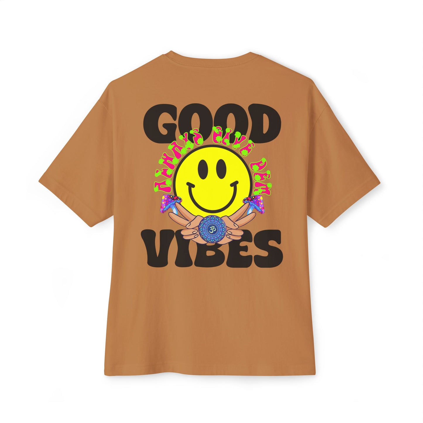 Unisex Oversized Good Vibes T-Shirt | Boxy Fit, Pastel & Neutral Shades, Spiritual Crypto Merch