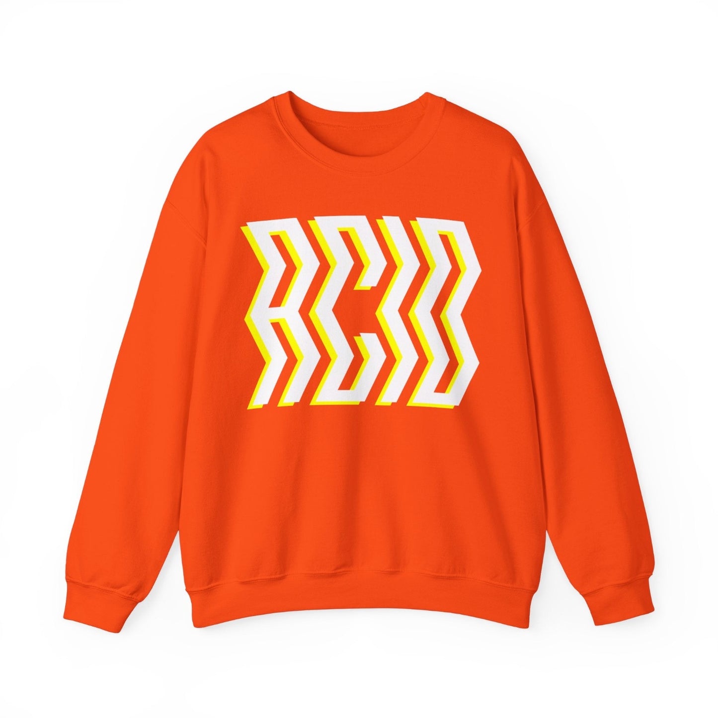 Acid house sweater orange with bold trippy print