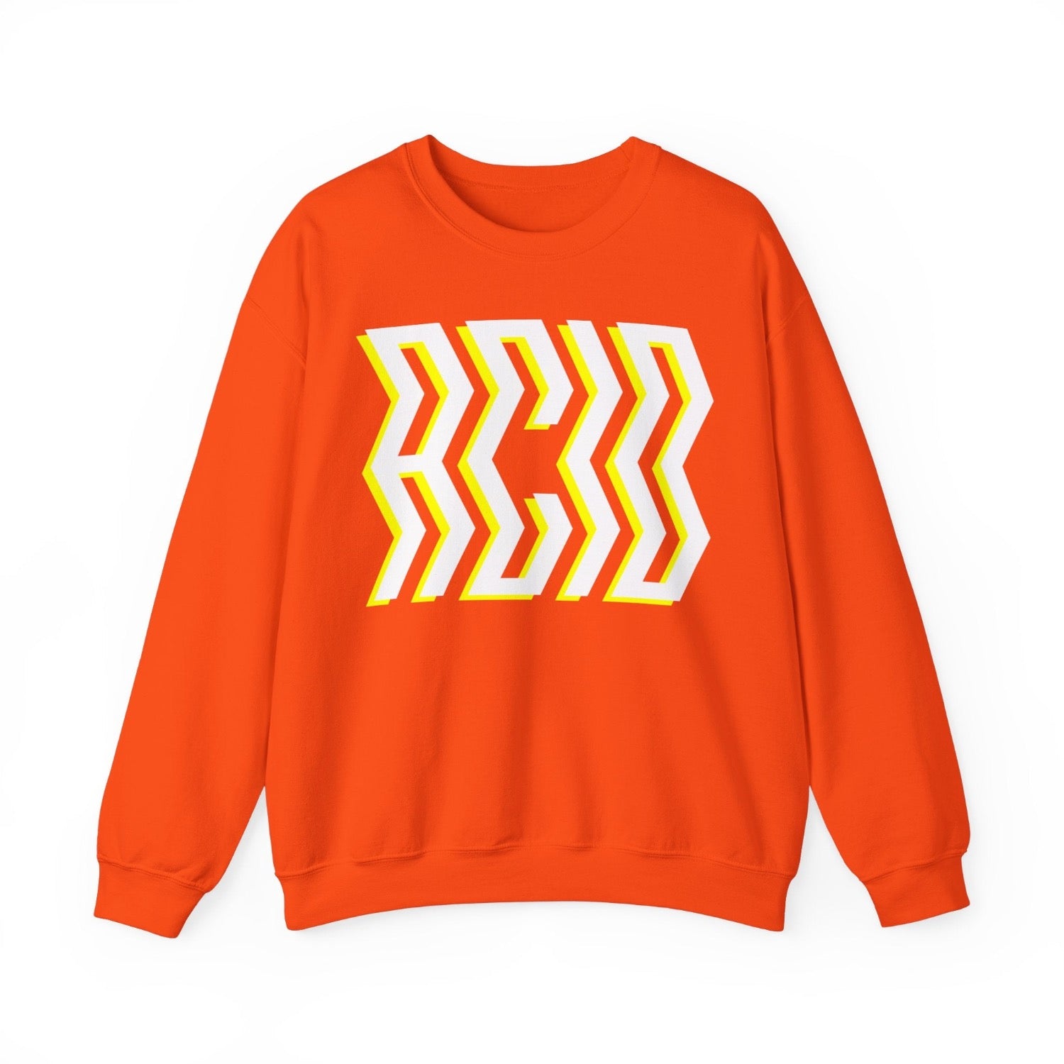 Acid house sweater orange with bold trippy print