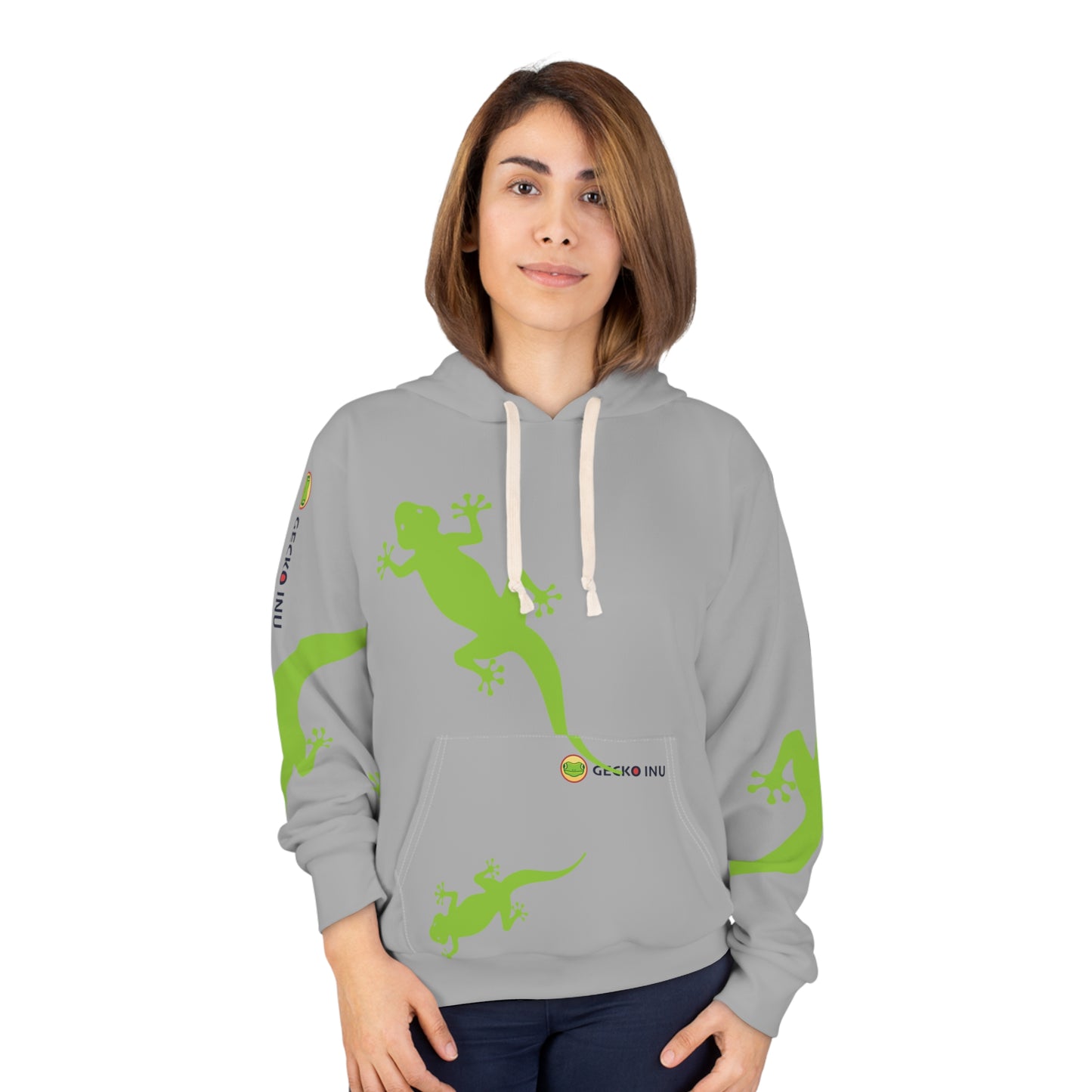 Gecko Inu print hoody Grey