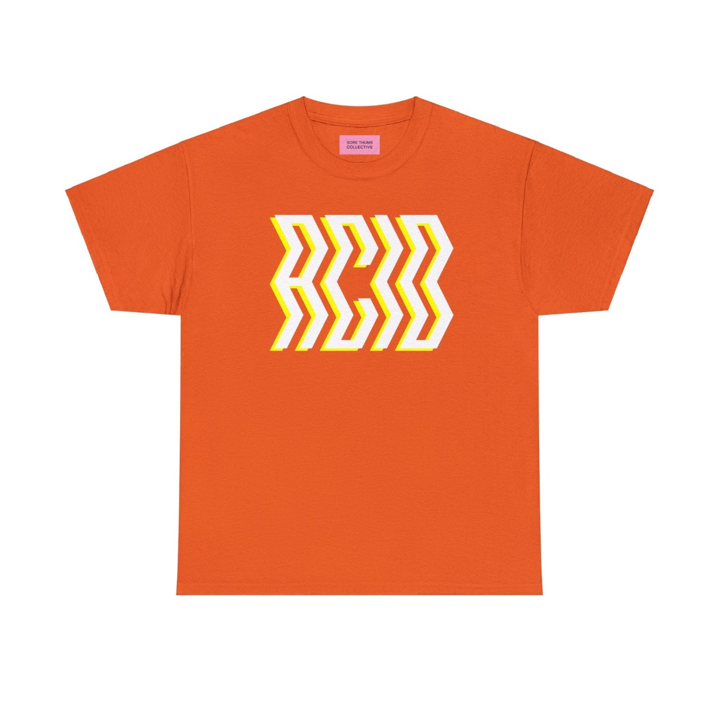 Acid house t shirt in orange with glitch style ACID print