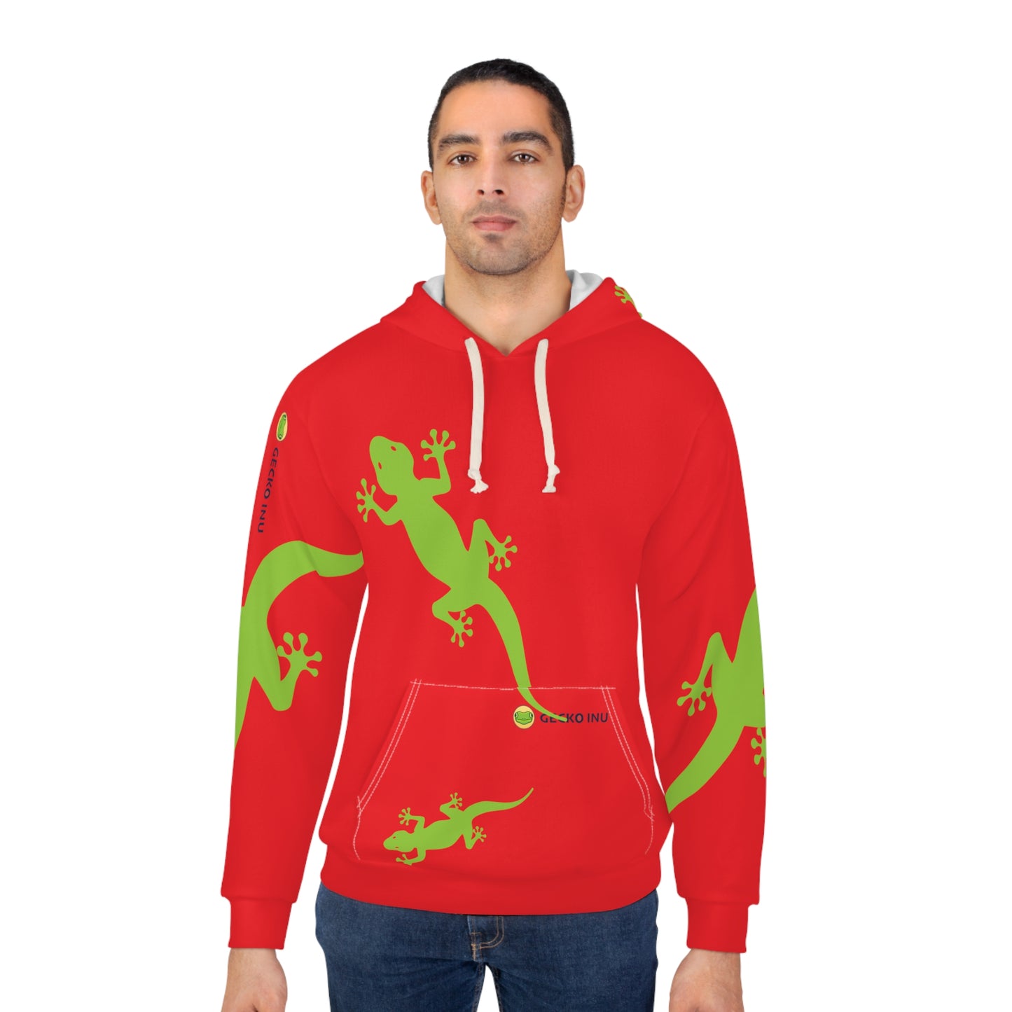 Gecko Inu print hoody red