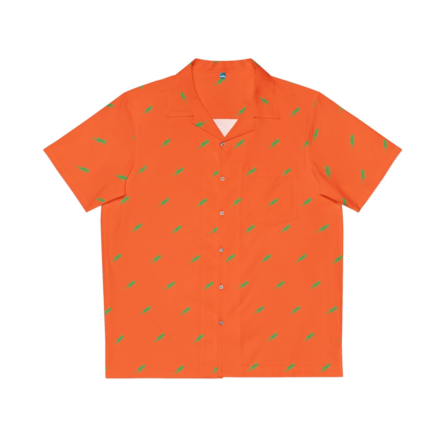 Gecko inu Hawaiian shirt orange and green