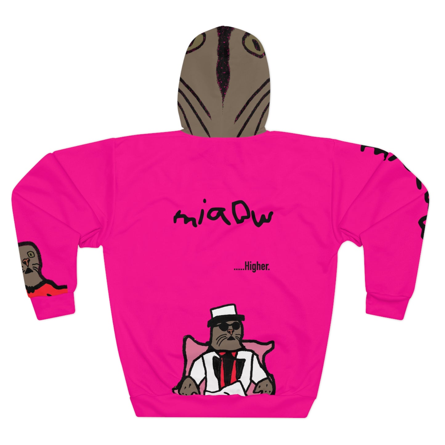 $ MIAOW hoodie with hood print - Hot pink