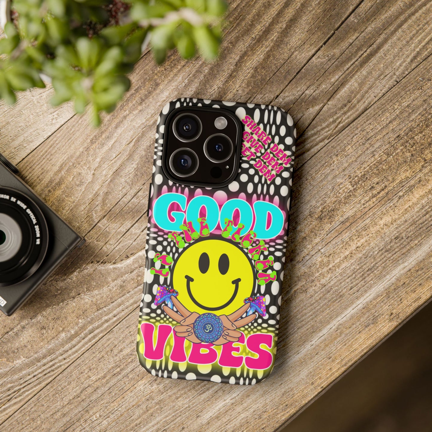 Positive Energy Phone Case – Psychedelic Optical Illusion Design with Good Vibes Smiley – Spiritual Crypto Merch