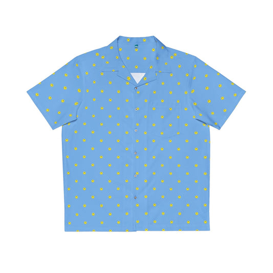 smiley face shirt light blue