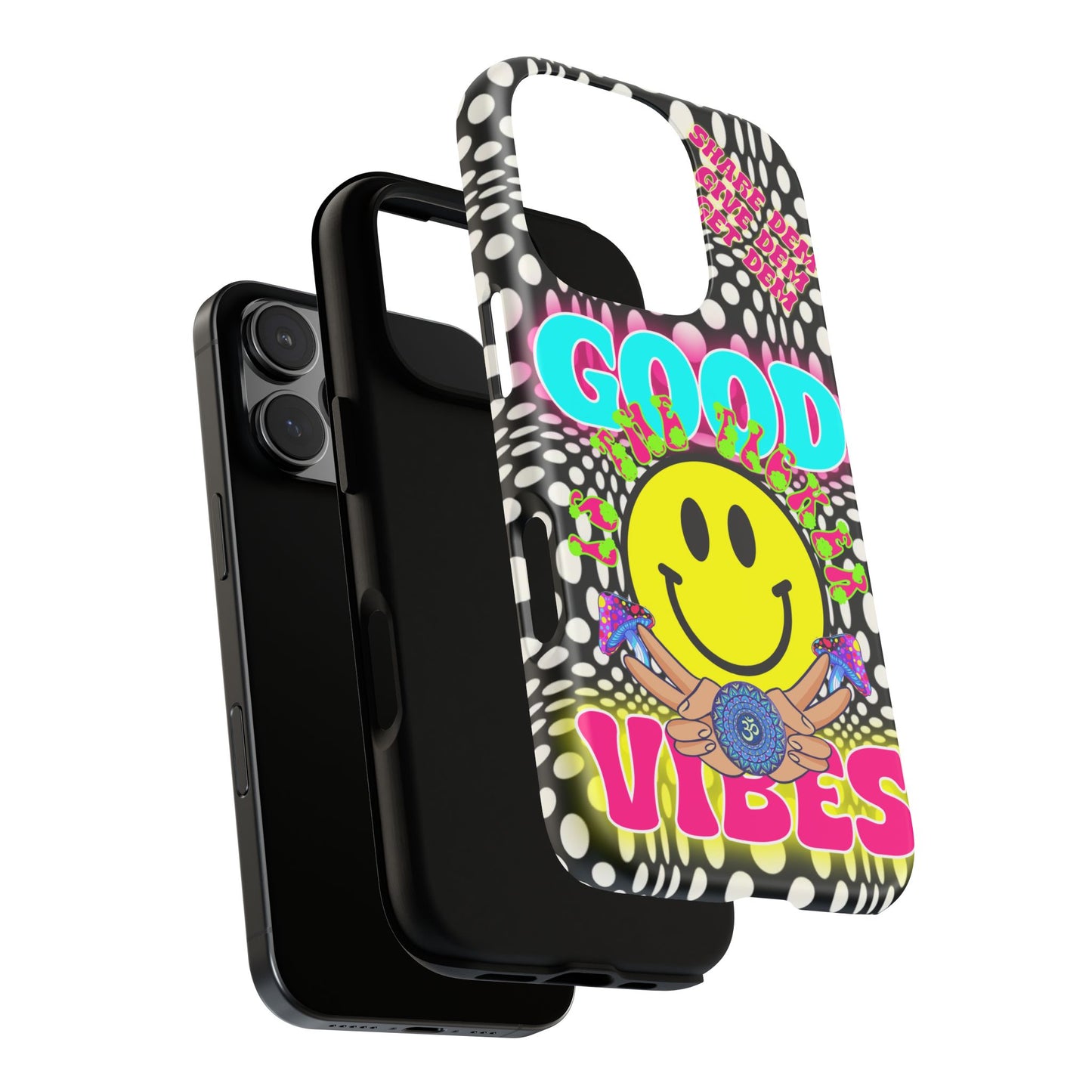 Positive Energy Phone Case – Psychedelic Optical Illusion Design with Good Vibes Smiley – Spiritual Crypto Merch