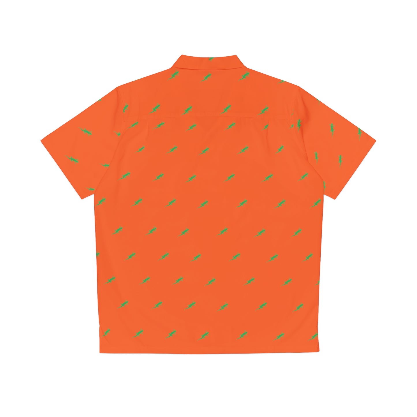 Gecko inu Hawaiian shirt orange and green