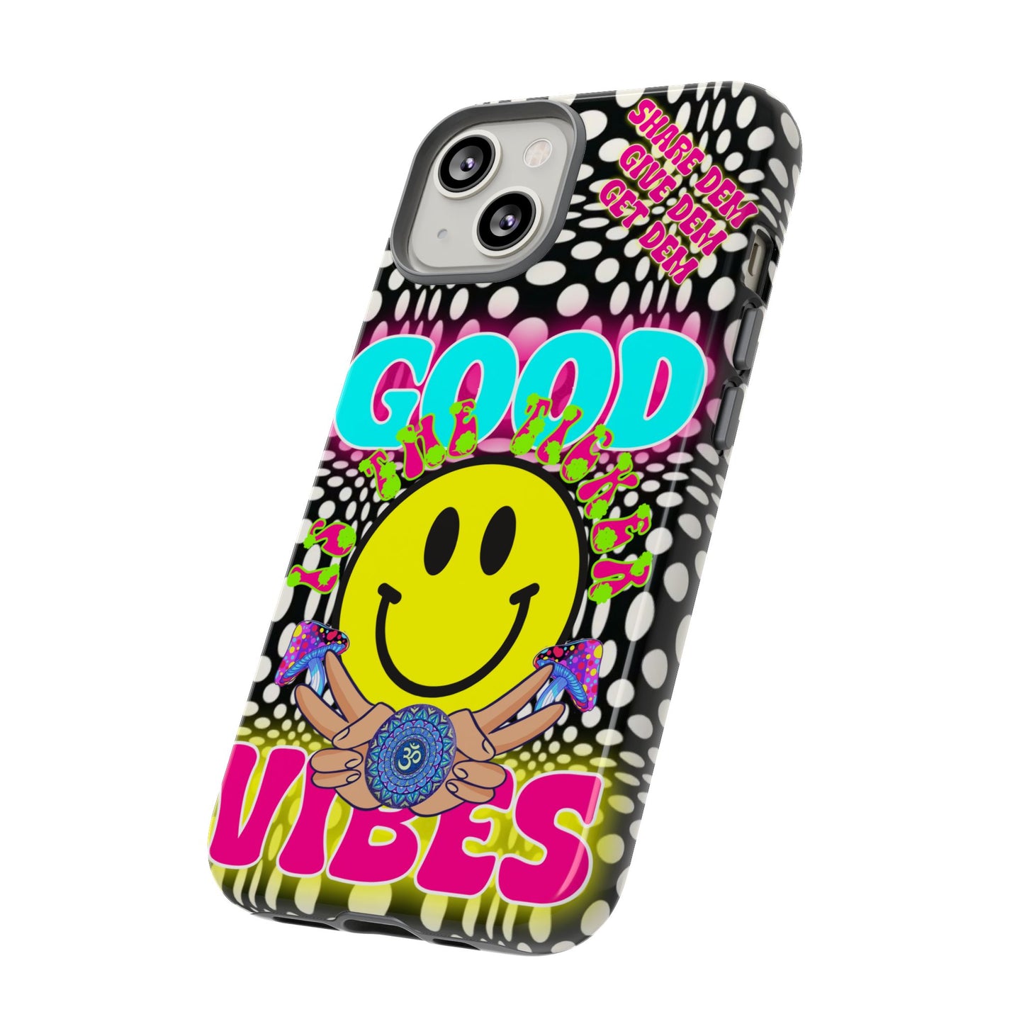 Positive Energy Phone Case – Psychedelic Optical Illusion Design with Good Vibes Smiley – Spiritual Crypto Merch