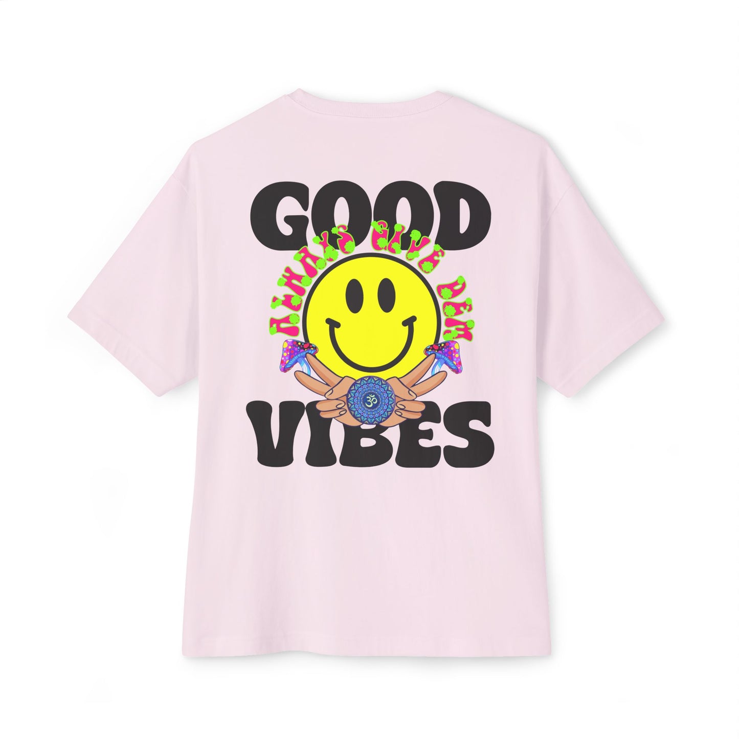 Unisex Oversized Good Vibes T-Shirt | Boxy Fit, Pastel & Neutral Shades, Spiritual Crypto Merch