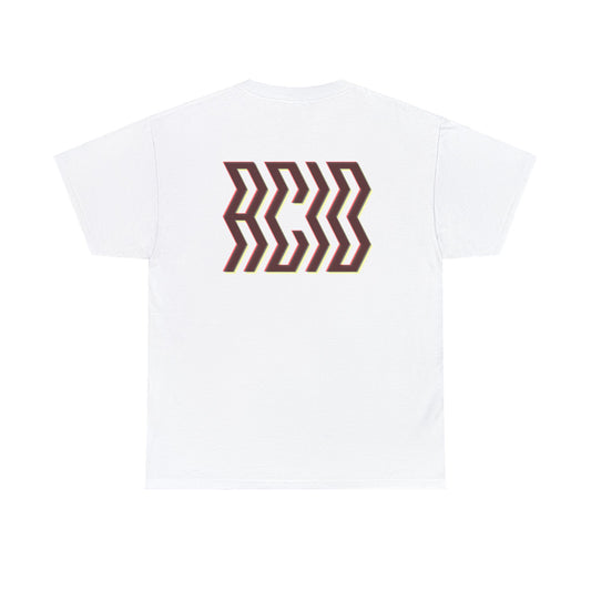 Rave T shirt with ACID back print, white with bold 90s style ACID print 