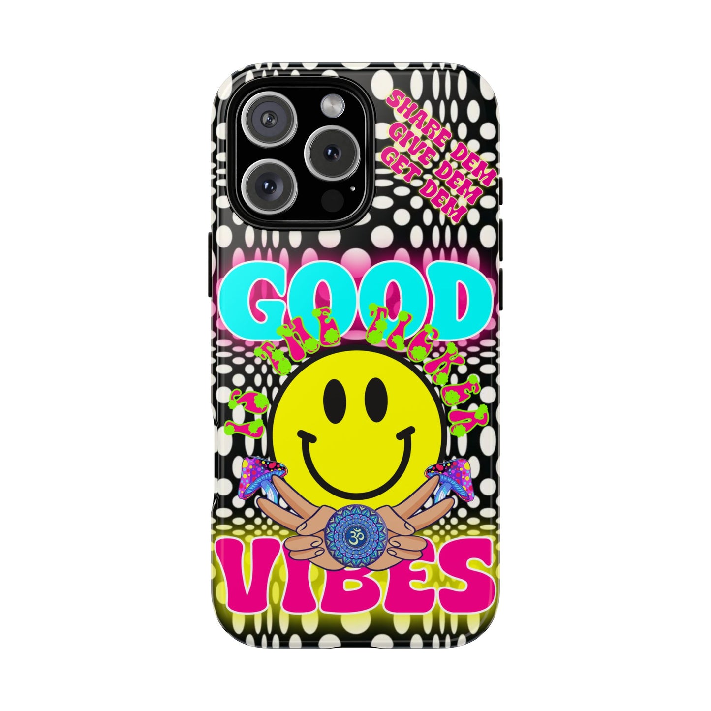 Positive Energy Phone Case – Psychedelic Optical Illusion Design with Good Vibes Smiley – Spiritual Crypto Merch