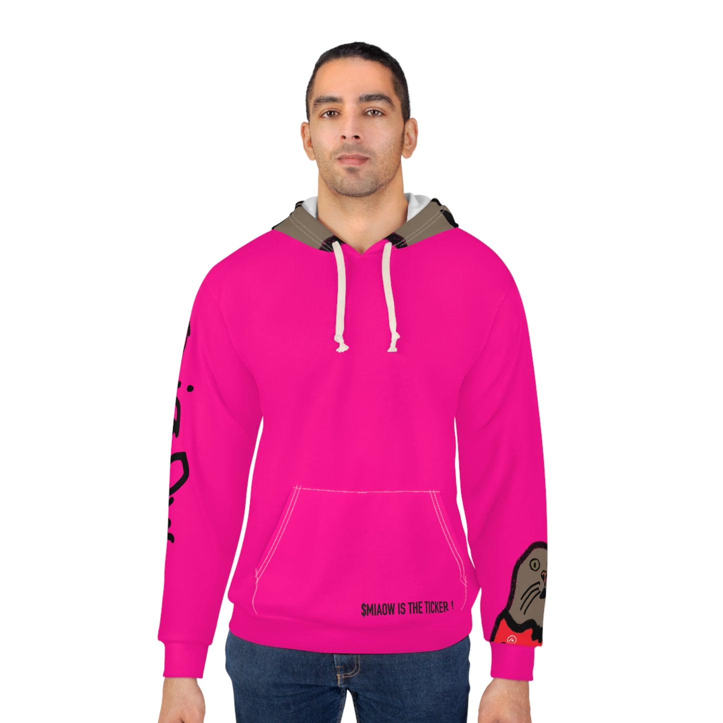 $ MIAOW hoodie with hood print - Hot pink