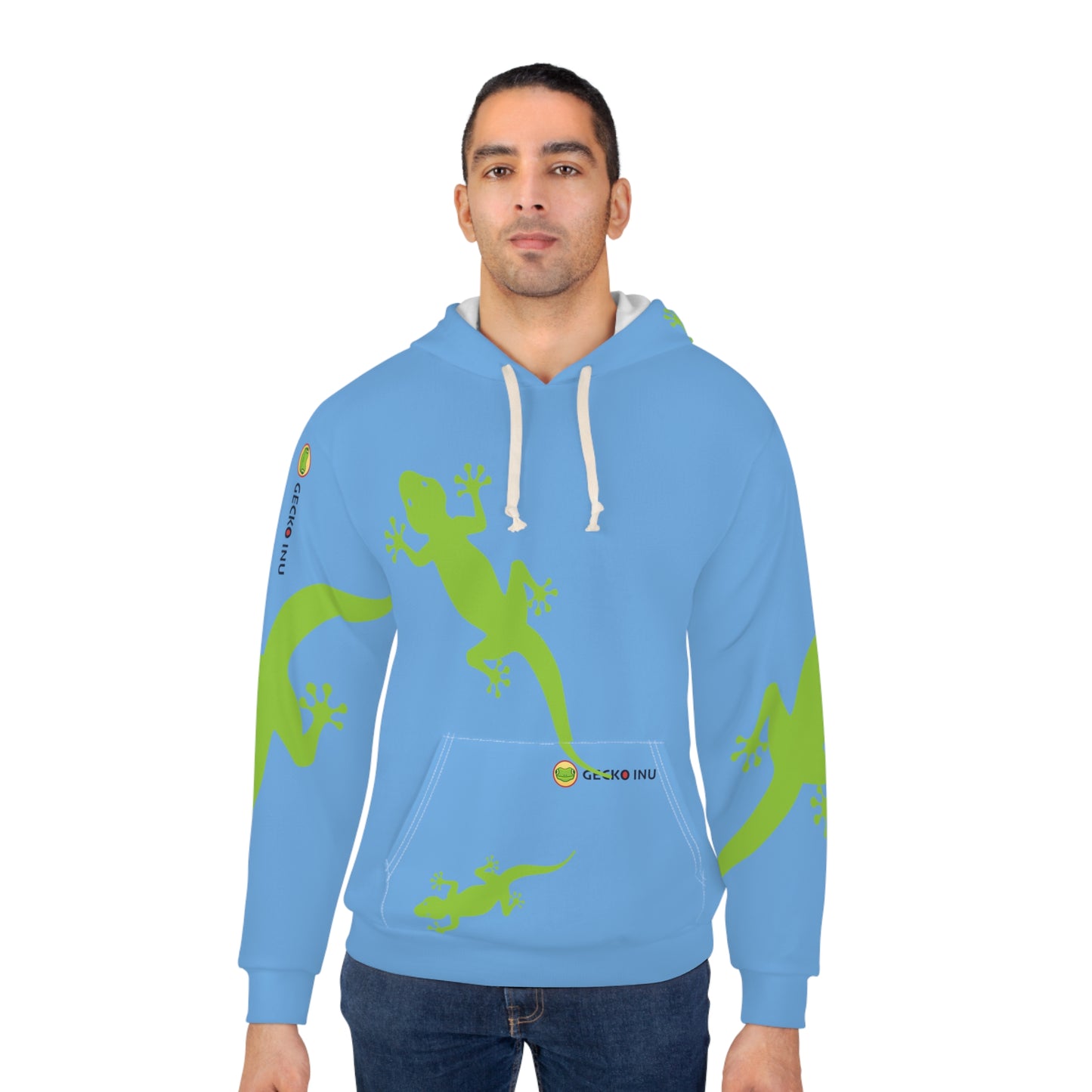 Gecko Inu print hoody blue