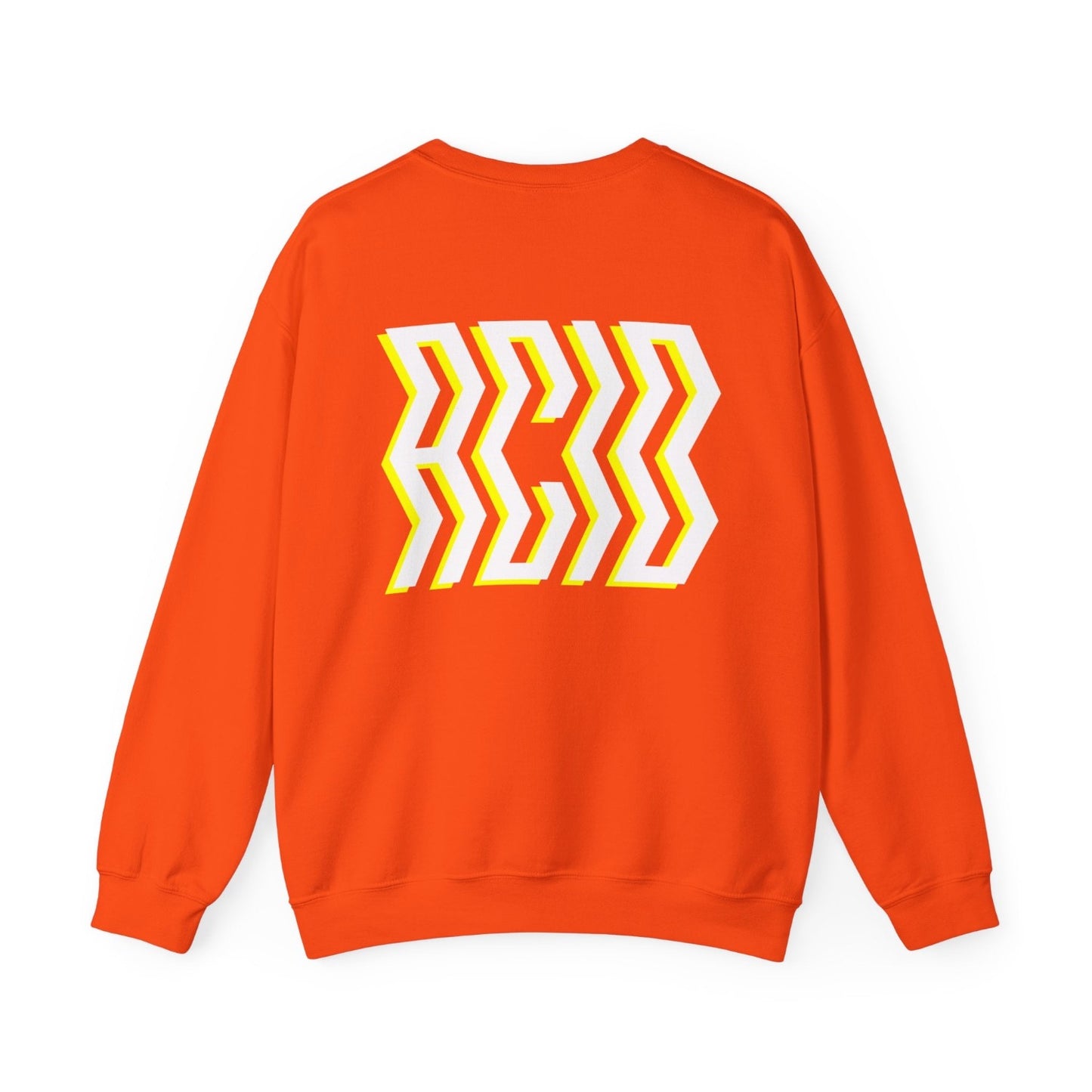 Acid house sweater, bright orange, with ACID print on rear, nineties rave wear style, festival sweatshirt