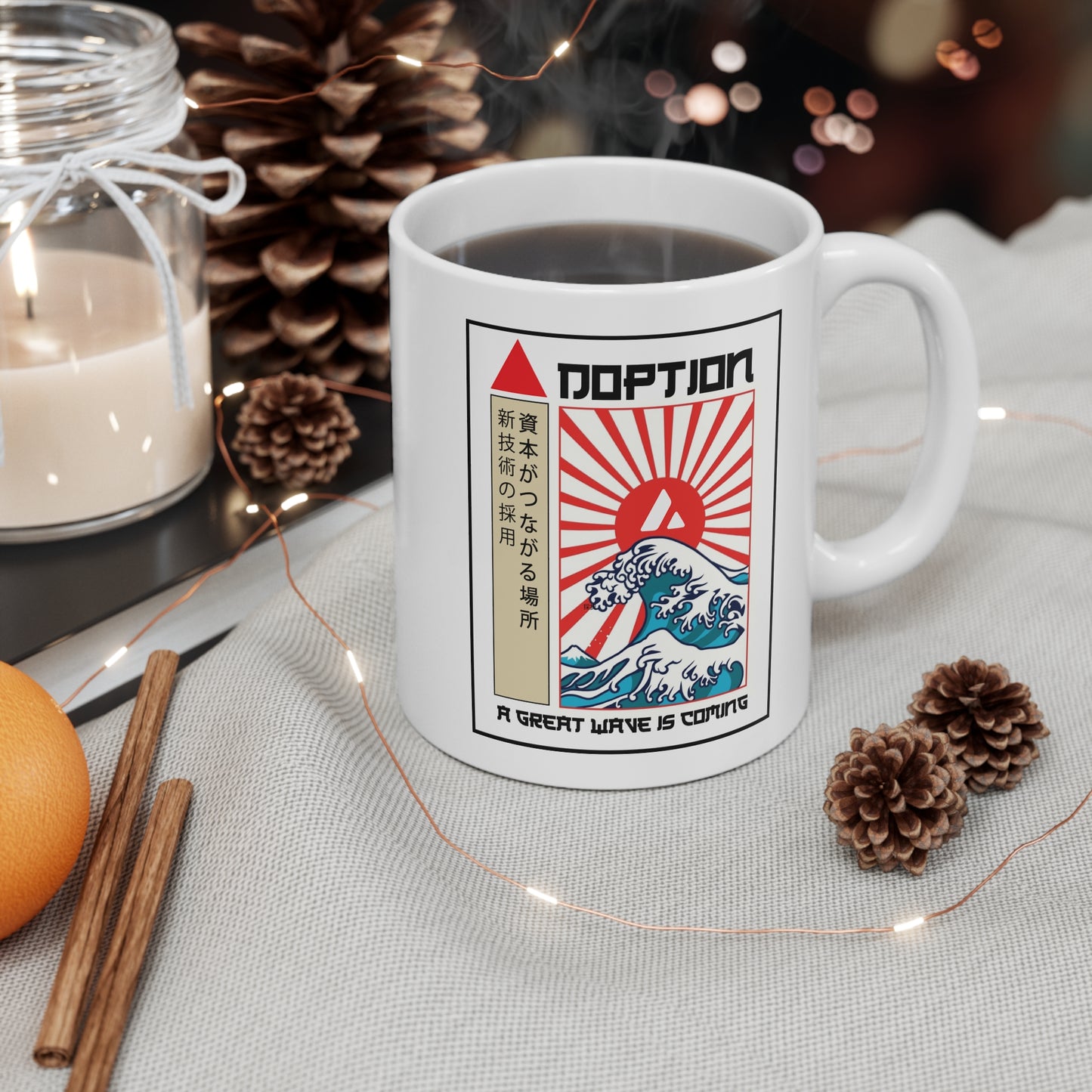 Avalanche Adoption Japanese White Mug