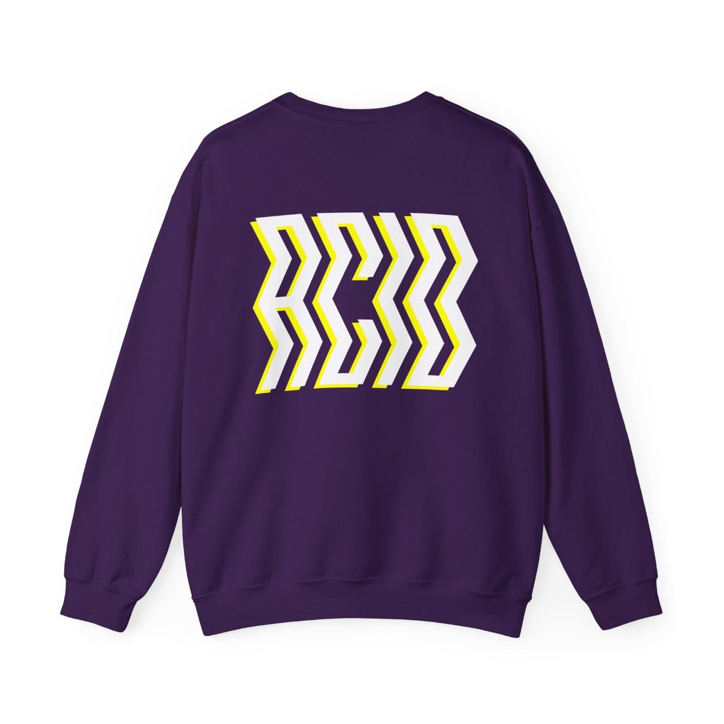 Acid top, purple with back print, acid text in wonky font, Rave jumper